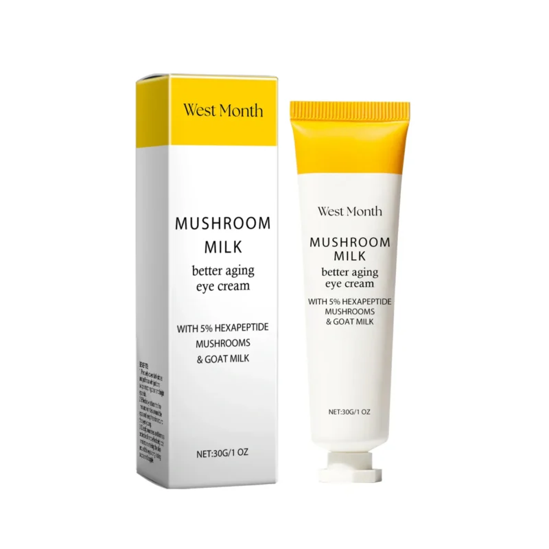 West Month Tightening Hydrating Eye Cream with 5% Hexapeptide, Mushroom & Goat Milk Extract for Dark Circles and Wrinkles