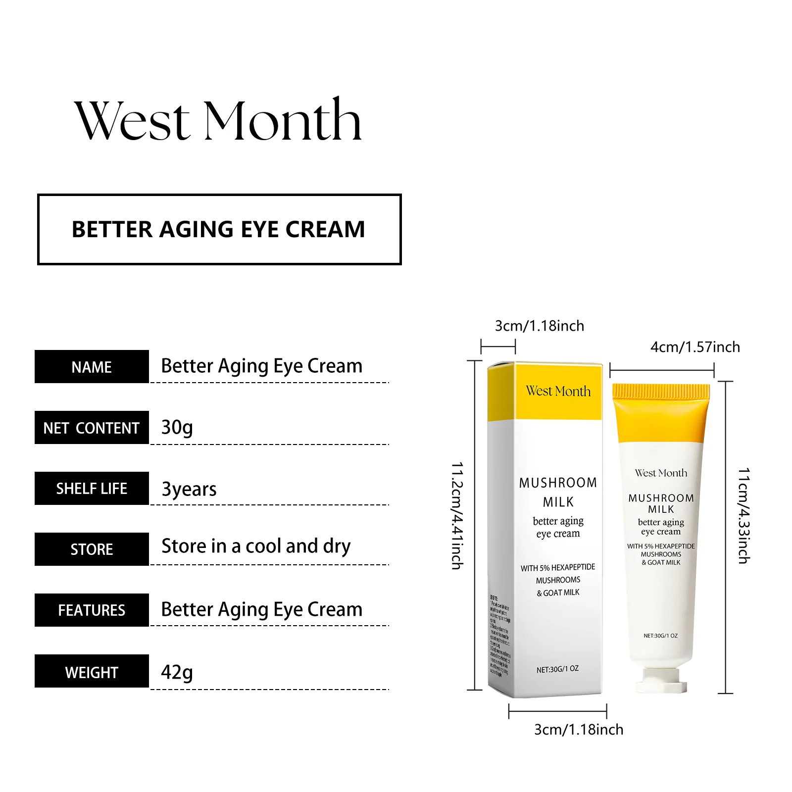 Tightening Hydrating Eye Cream 30g for Anti-Aging, Dark Circles & Wrinkles 1 tightening hydrating eye cream 30g wes 53r3n2n7 desc 1