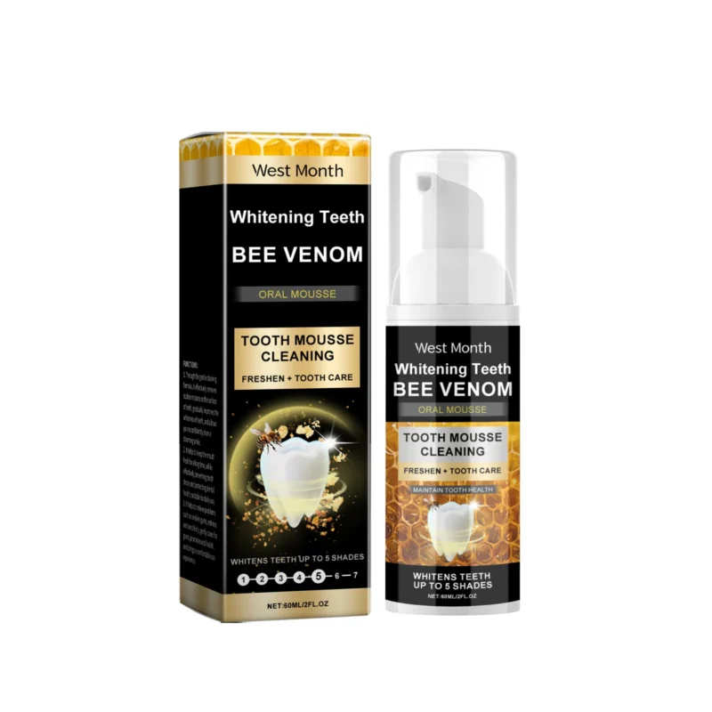 West Month Whitening Tooth Mousse in a portable tube, effective for removing yellow stains and protecting enamel