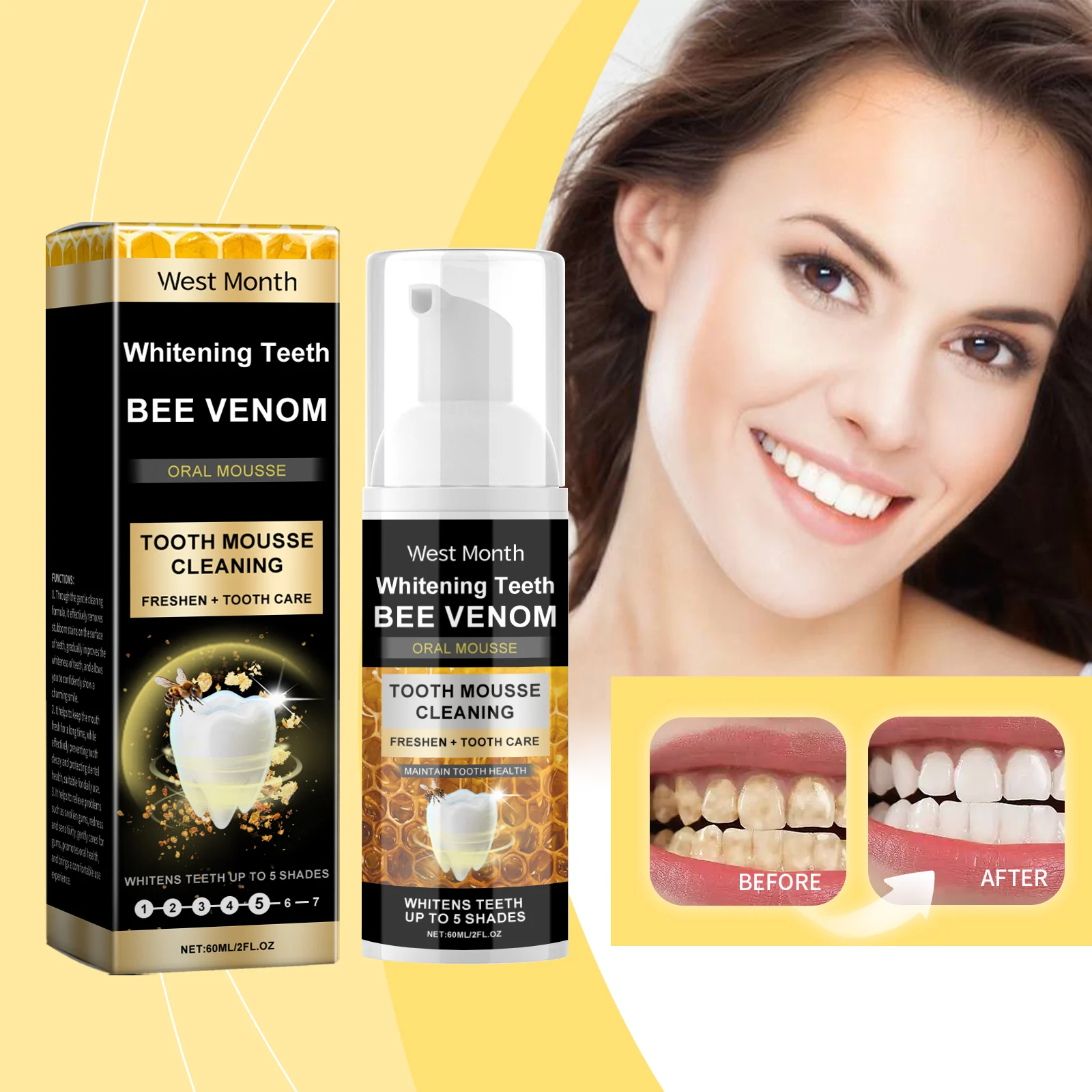 Tooth Mousse Whitening Toothpaste 60ml Protect Enamel Clean Yellow Stains Daily Oral Care 2 tooth mousse whitening toothpaste 60ml wes yh52kg6s desc 2