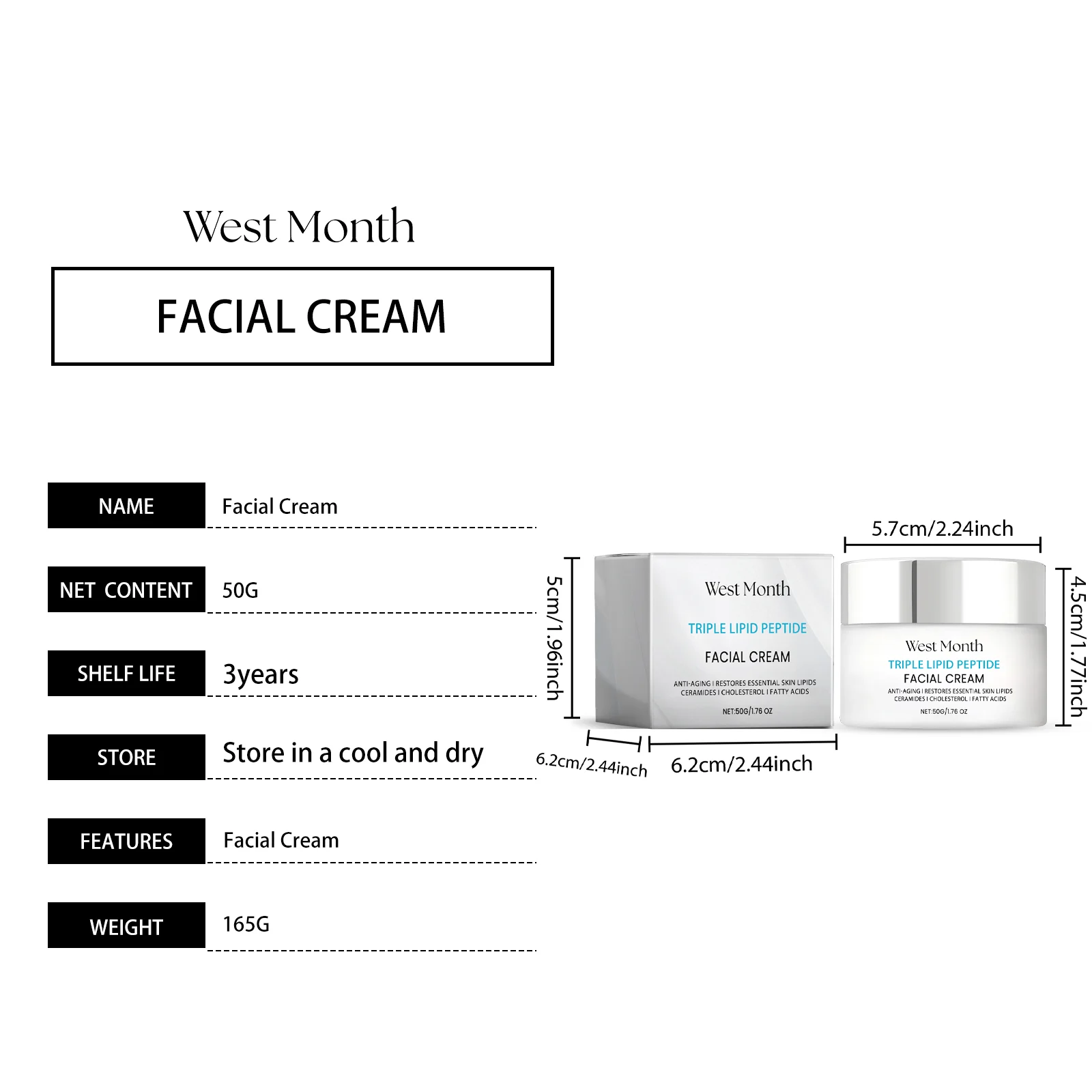Triple Lipid Peptide Face Cream 50g Moisturizing Anti-Aging Skin Barrier Repair 1 triple lipid peptide face cream 50g wes wj4g33c6 desc 1