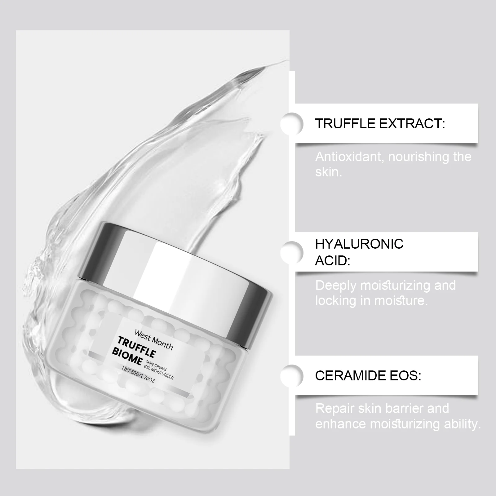 Truffle Moisturizing Cream 50g with Ceramide & Hyaluronic Acid for Firming & Hydration 8 truffle moisturizing cream 50g wes 3x9ajjga desc 8