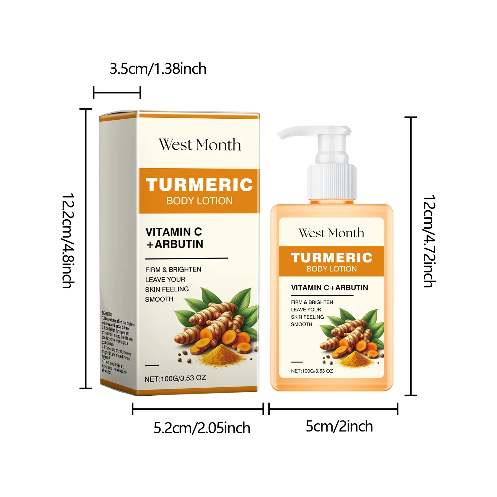 Turmeric Body Lotion 100g Brightening & Anti-Aging Moisturizer with Vitamin C & Arbutin 1 turmeric body lotion 100g wes p7f4pdr9 desc 1