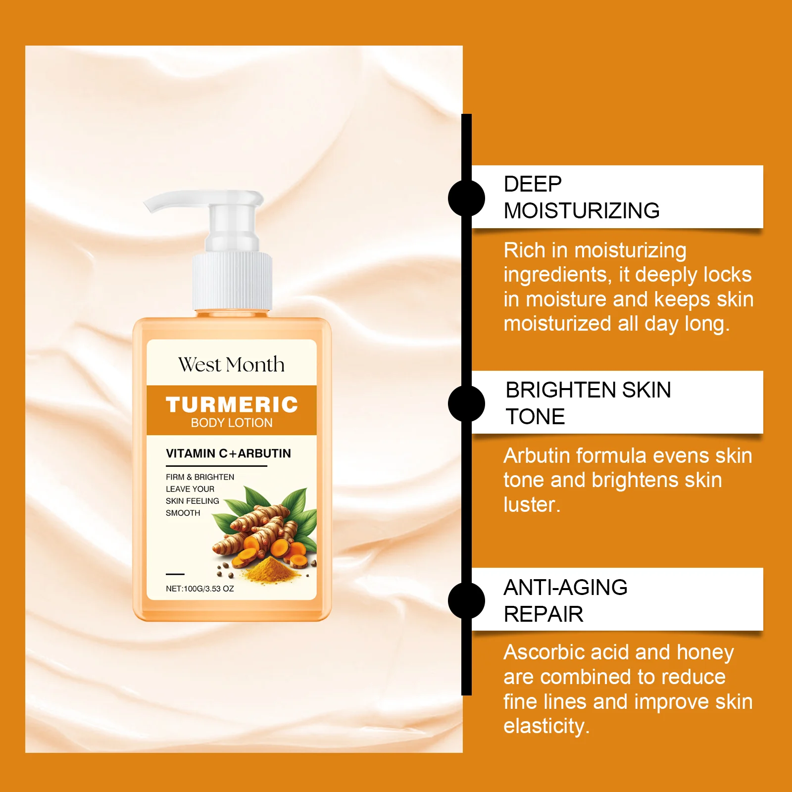 Turmeric Body Lotion 100g Brightening & Anti-Aging Moisturizer with Vitamin C & Arbutin 8 turmeric body lotion 100g wes p7f4pdr9 desc 8