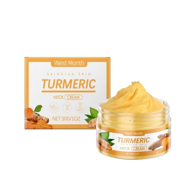 West Month Turmeric Neck Cream for firming, lifting, and brightening dull neck skin with anti-aging benefits