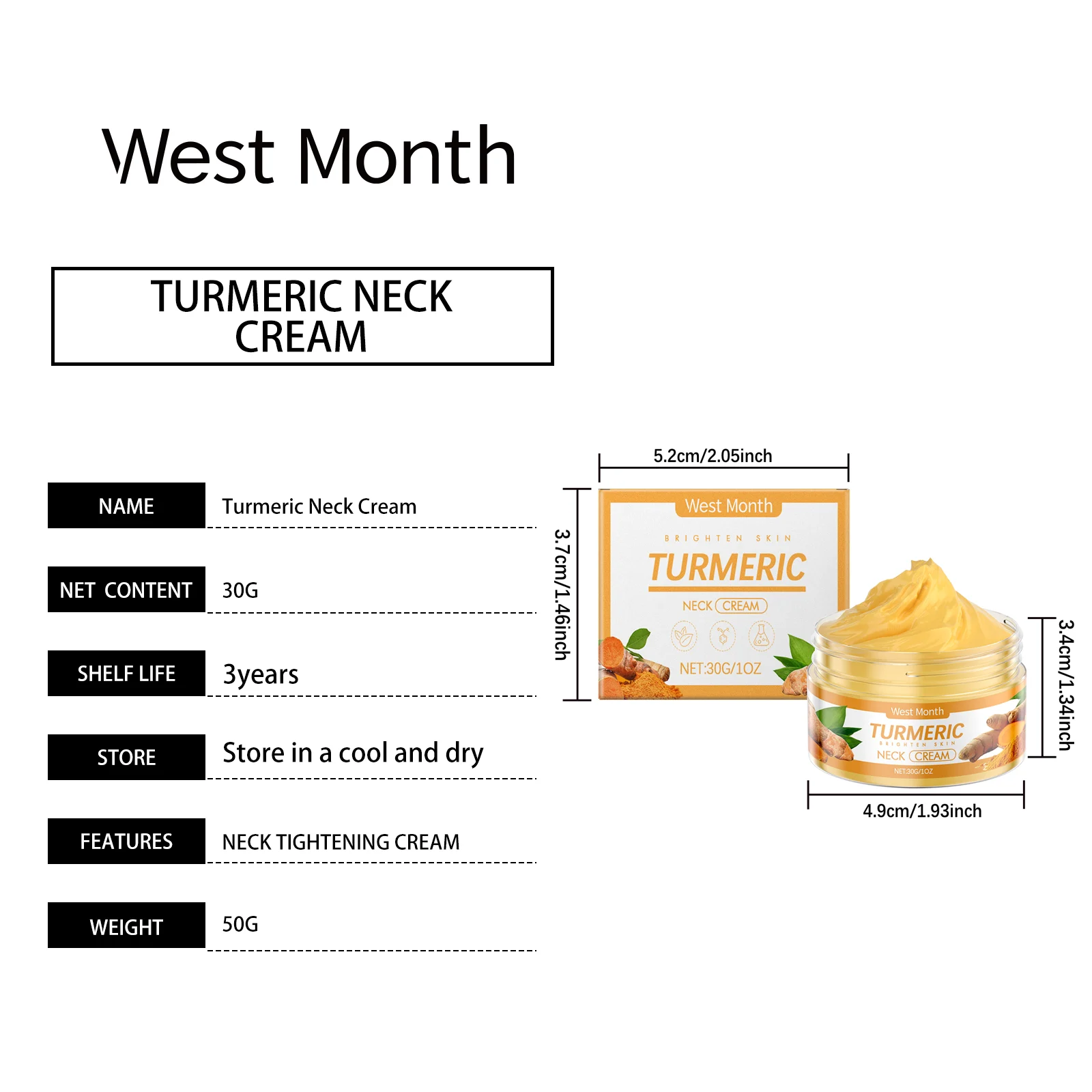Turmeric Neck Cream Firming and Lifting Anti-Aging 30g 1 turmeric neck cream firming lifting anti aging 30g wes zubmq4a7 desc 1