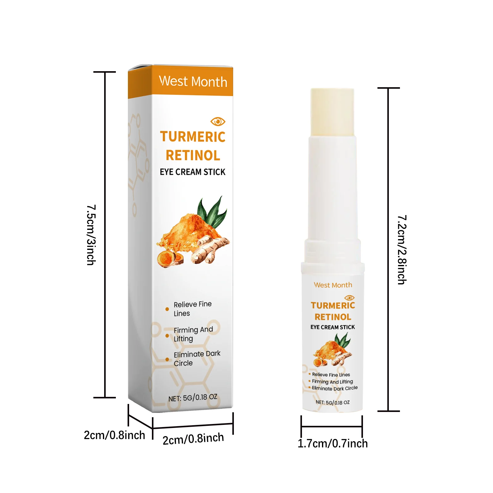 Turmeric Retinol Eye Cream Stick 5g Hydrating Firming Eye Care for Fine Lines & Dark Circles 1 turmeric retinol eye cream stick 5g wes 6s8syr2z desc 1