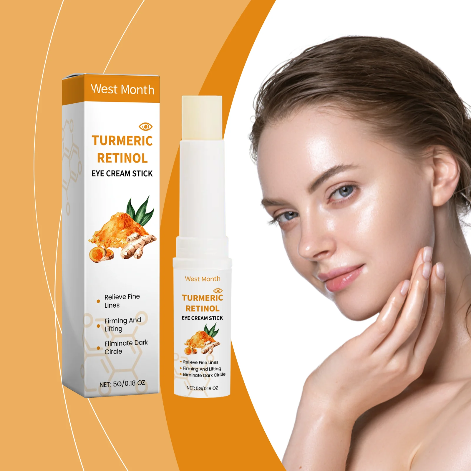 Turmeric Retinol Eye Cream Stick 5g Hydrating Firming Eye Care for Fine Lines & Dark Circles 2 turmeric retinol eye cream stick 5g wes 6s8syr2z desc 2