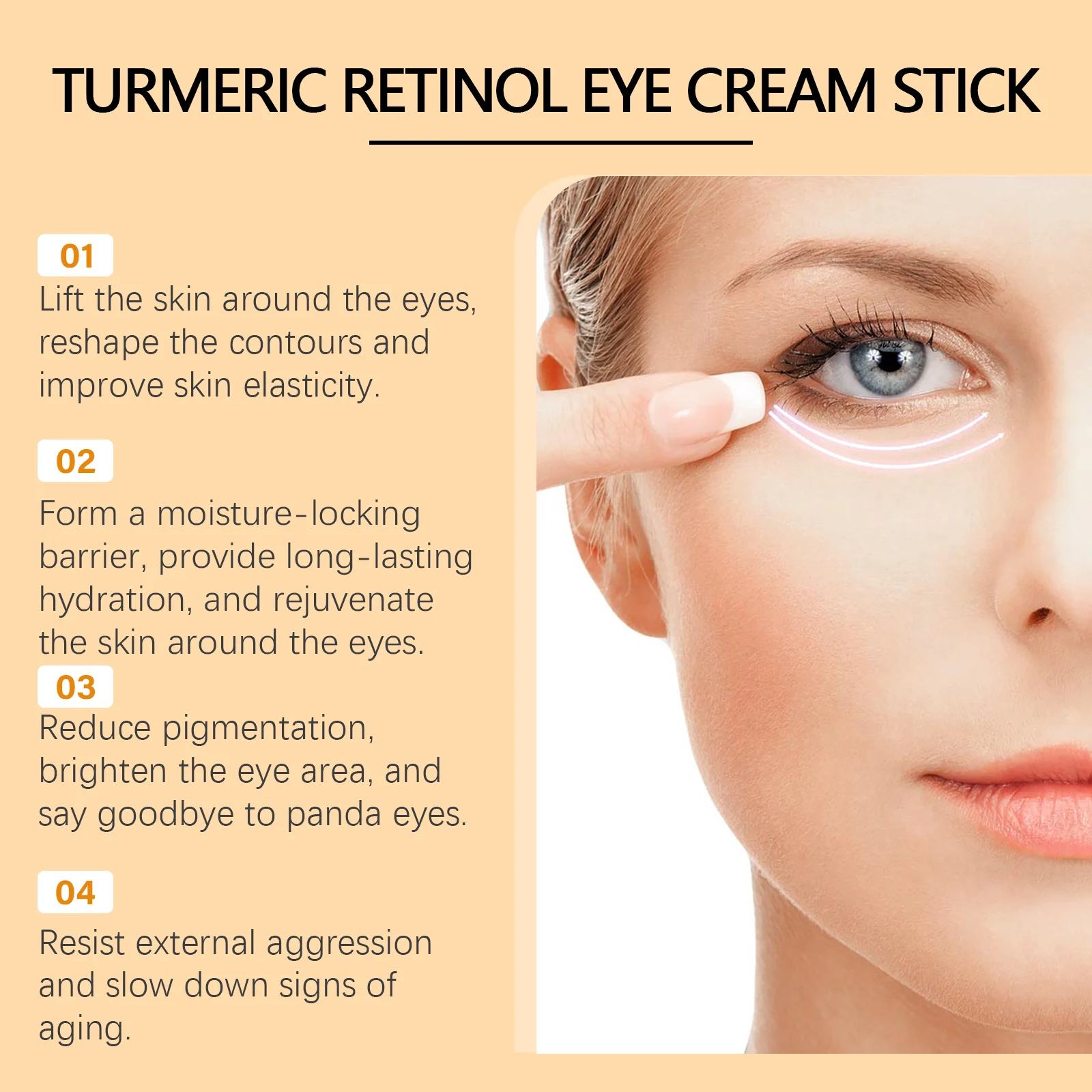 Turmeric Retinol Eye Cream Stick 5g Hydrating Firming Eye Care for Fine Lines & Dark Circles 5 turmeric retinol eye cream stick 5g wes 6s8syr2z desc 5