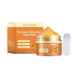 West Month Turmeric Vitamin C Clay Mask for deep cleansing, brightening, and oil control in a 150g jar.