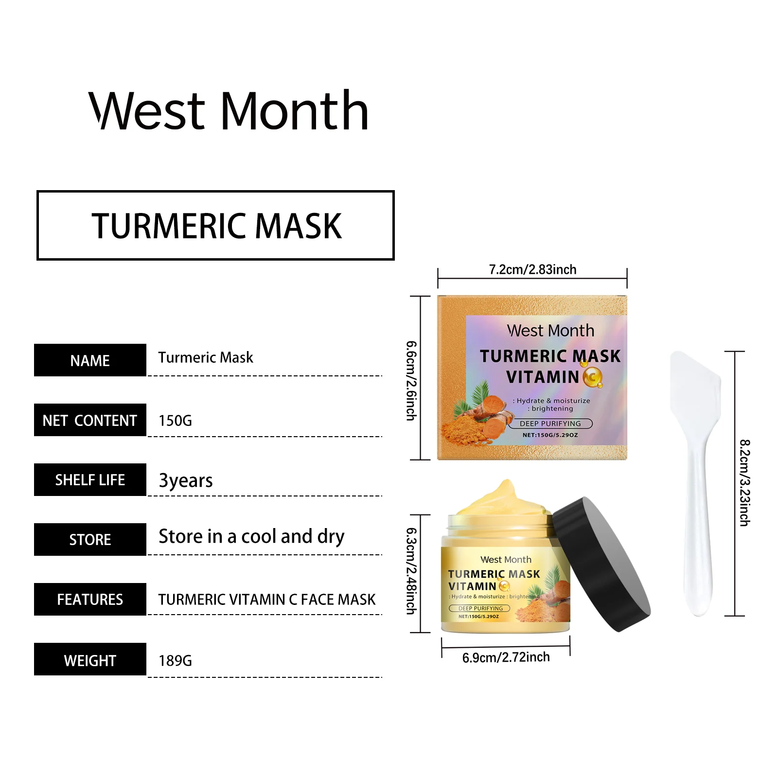 West Month Turmeric Vitamin C Clay Mask for Hydration, Brightening & Deep Cleansing 1 turmeric vitamin c clay mask wes syzbazv8 desc 1
