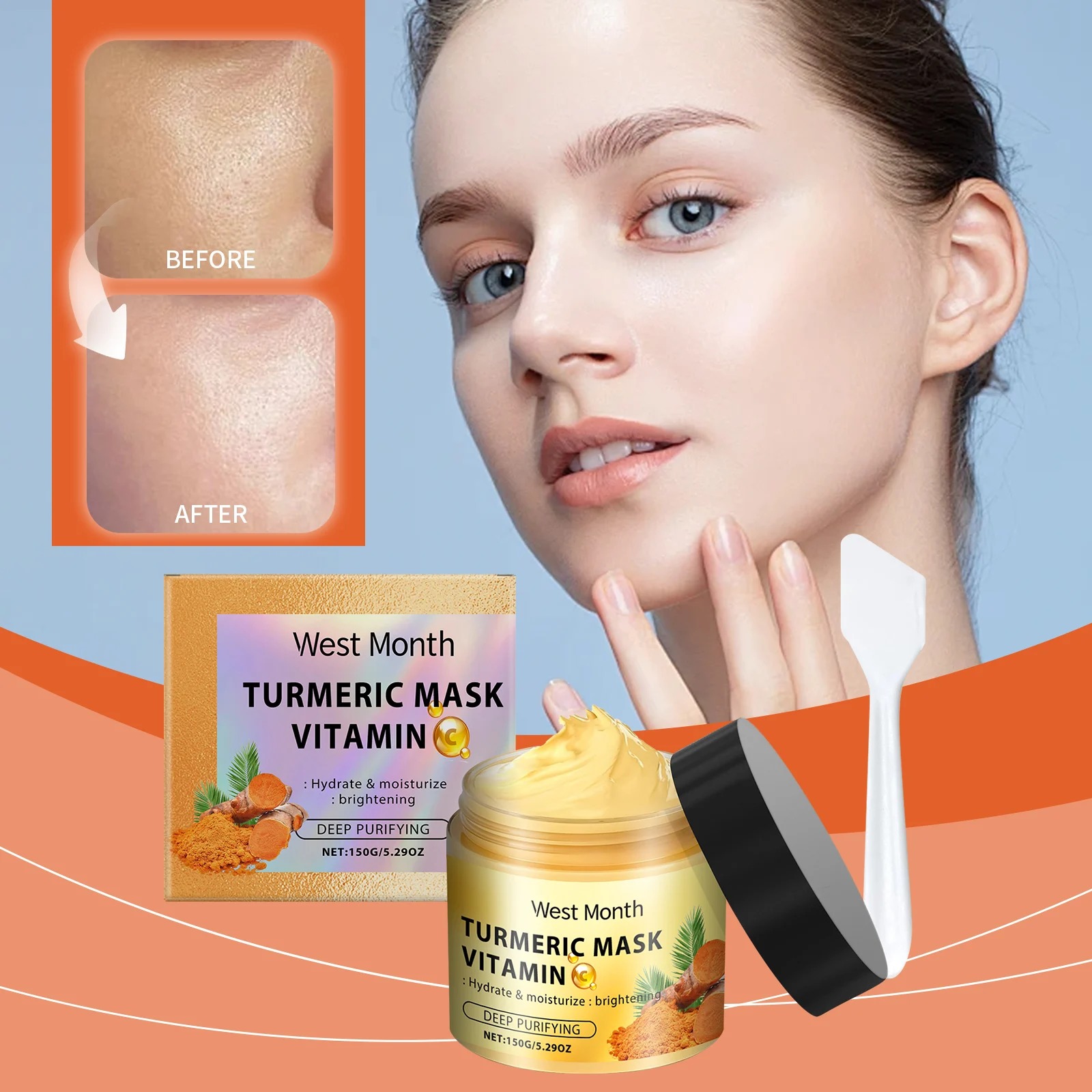 West Month Turmeric Vitamin C Clay Mask for Hydration, Brightening & Deep Cleansing 2 turmeric vitamin c clay mask wes syzbazv8 desc 2