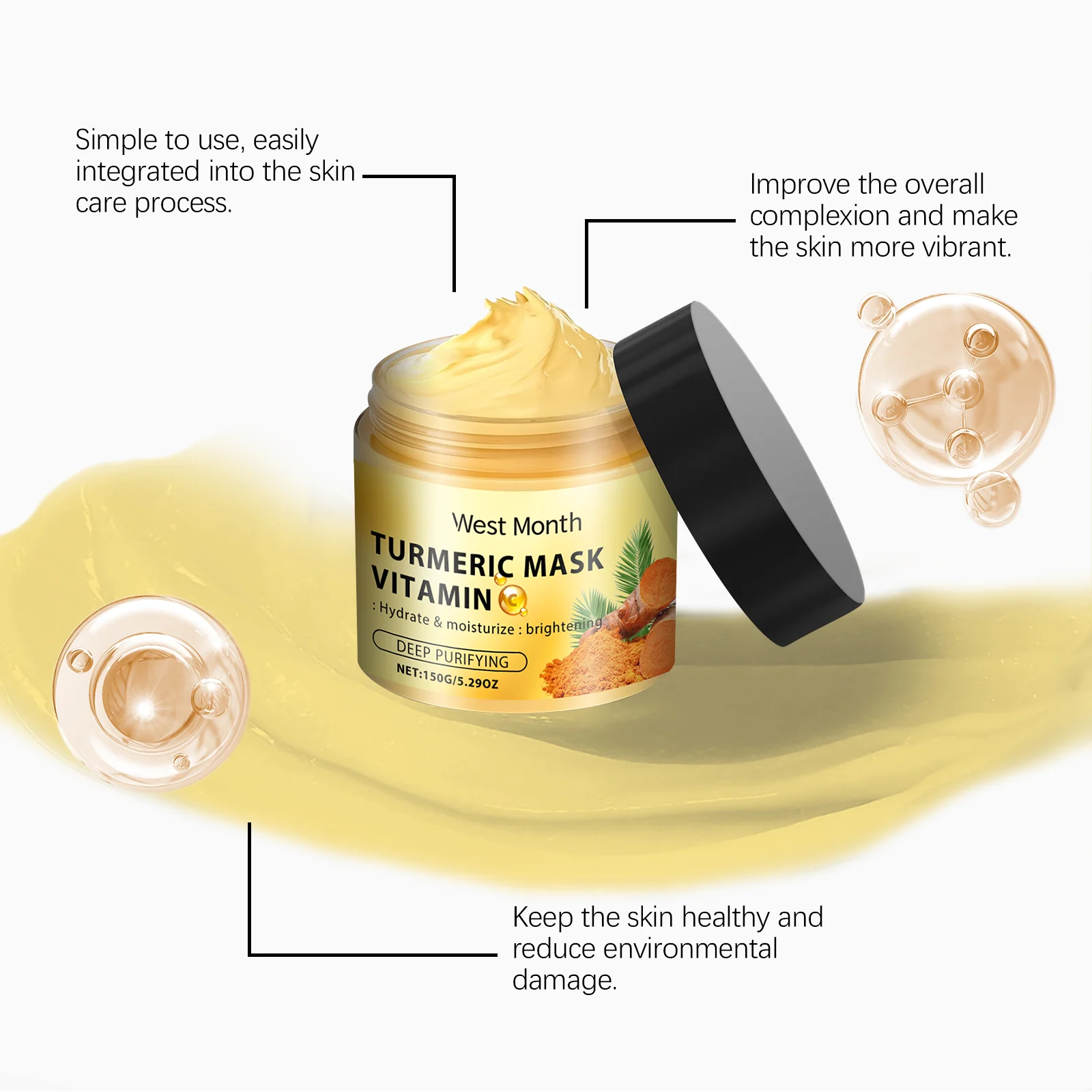 West Month Turmeric Vitamin C Clay Mask for Hydration, Brightening & Deep Cleansing 6 turmeric vitamin c clay mask wes syzbazv8 desc 6