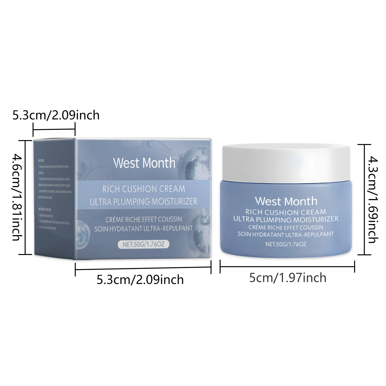 Ultra Plumping Moisturizer Rich Cushion Cream 50g with Aloe Vera & Sweet Almond Oil 1 ultra plumping moisturizer rich cushion cream 50g wes wrscw52t desc 1