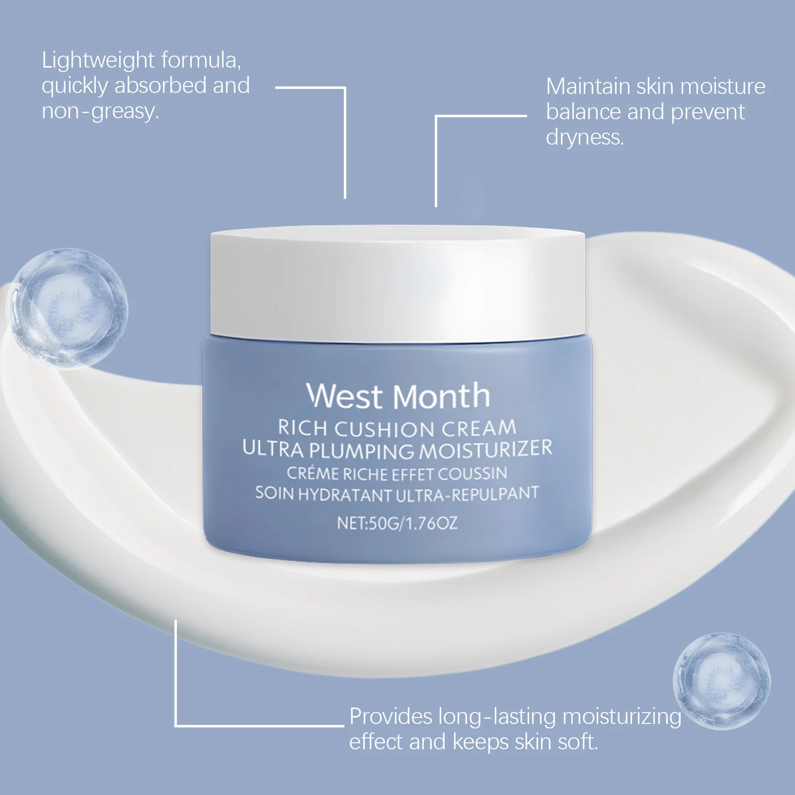 Ultra Plumping Moisturizer Rich Cushion Cream 50g with Aloe Vera & Sweet Almond Oil 6 ultra plumping moisturizer rich cushion cream 50g wes wrscw52t desc 6