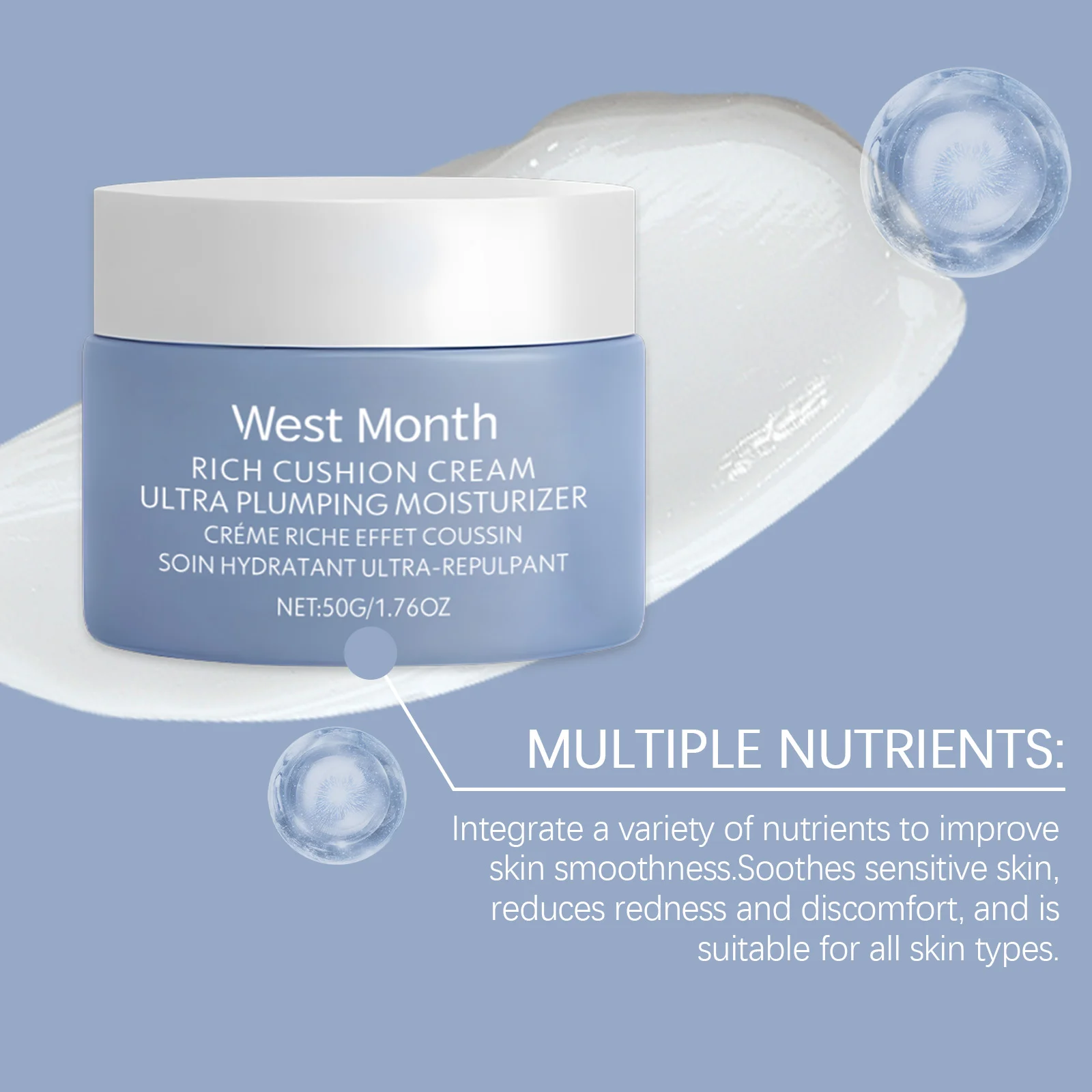 Ultra Plumping Moisturizer Rich Cushion Cream 50g with Aloe Vera & Sweet Almond Oil 7 ultra plumping moisturizer rich cushion cream 50g wes wrscw52t desc 7