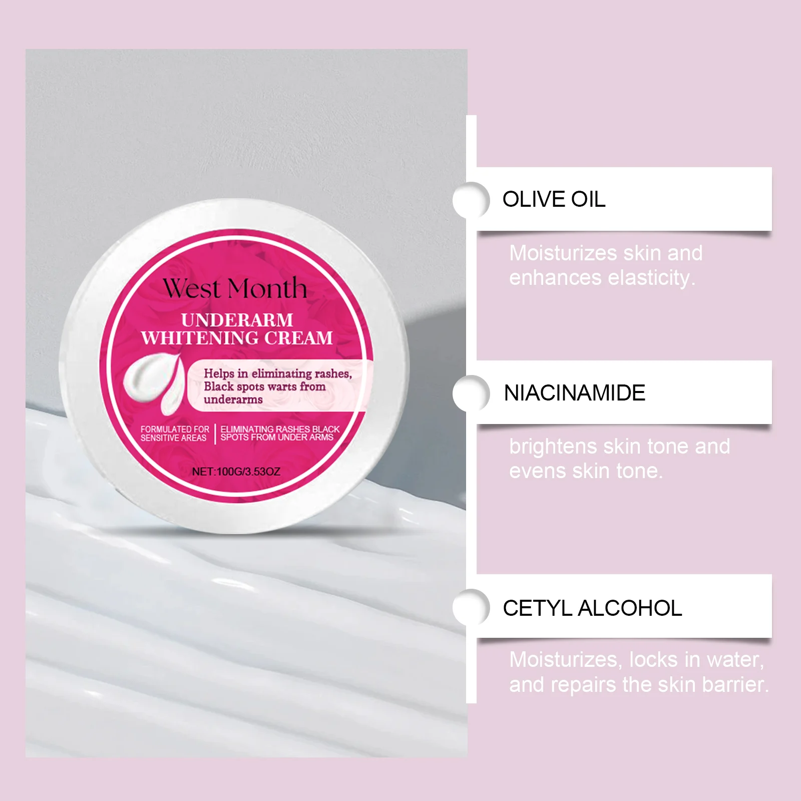 West Month Underarm Whitening Cream For Sensitive Areas, Smooths & Evens Skin Tone 8 underarm whitening cream wes k3xsgqnk desc 8