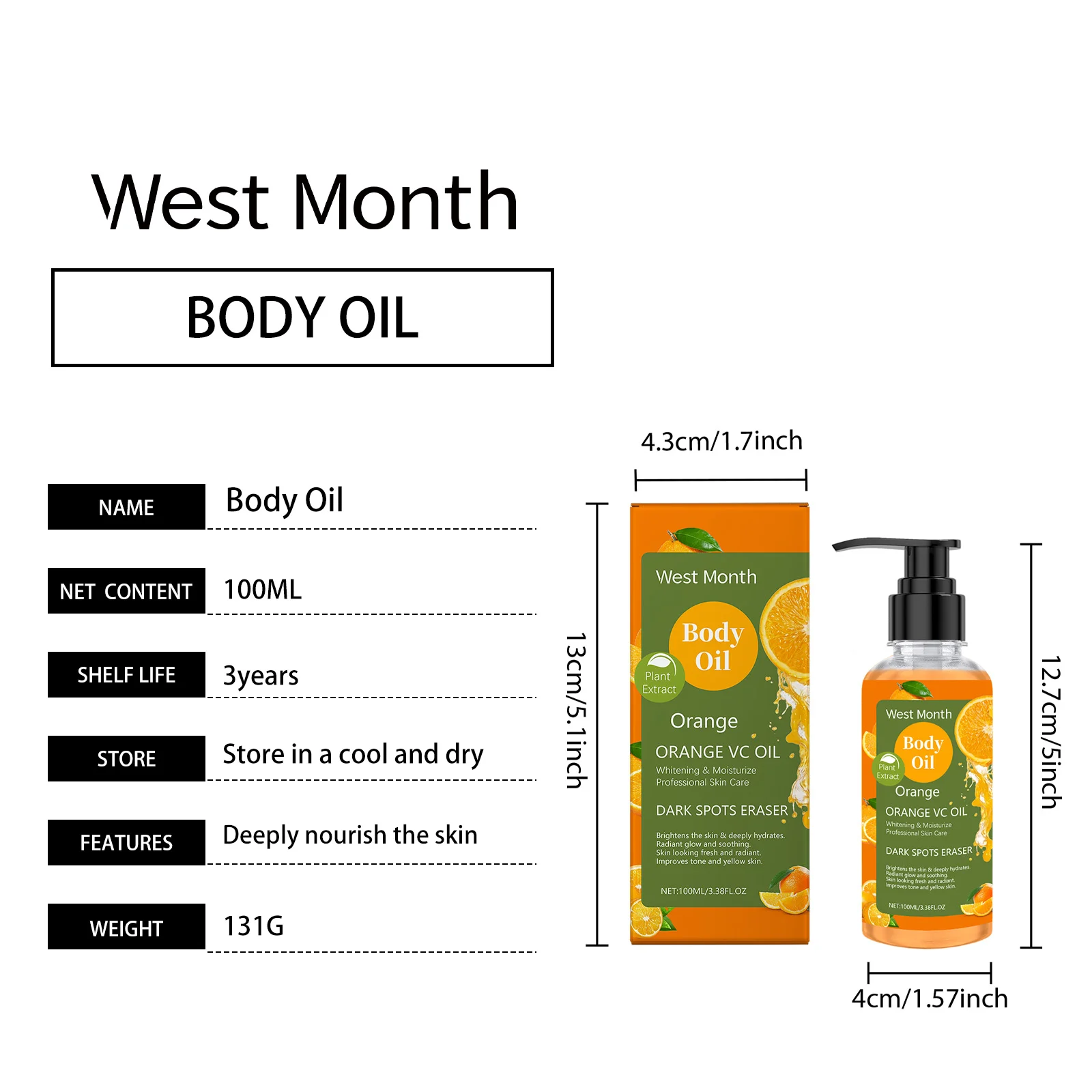 Vitamin C Brightening Body Oil 100ml for Glowing Skin & Deep Hydration 1 vitamin c brightening body oil 100ml wes 76pygyje desc 1