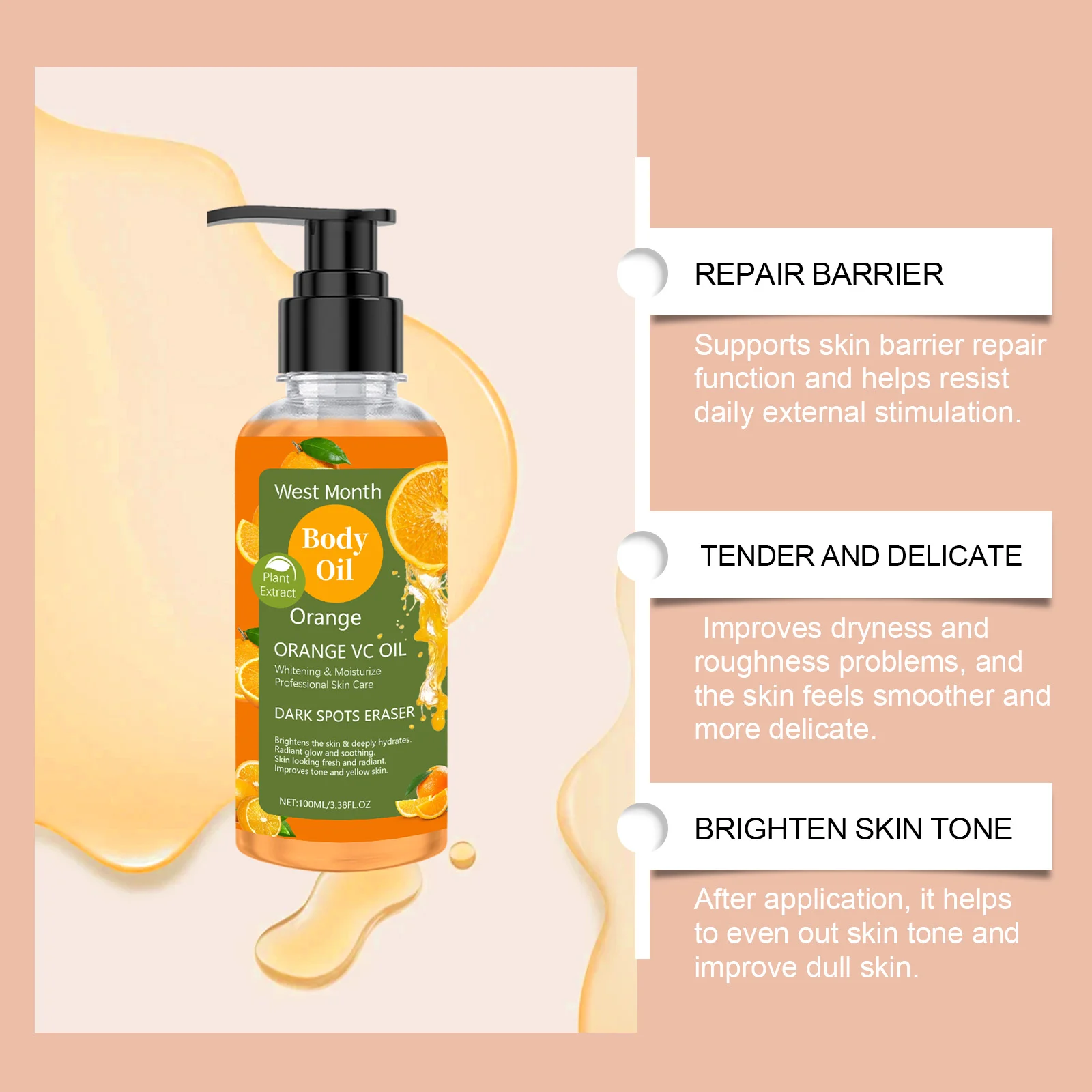 Vitamin C Brightening Body Oil 100ml for Glowing Skin & Deep Hydration 5 vitamin c brightening body oil 100ml wes 76pygyje desc 5