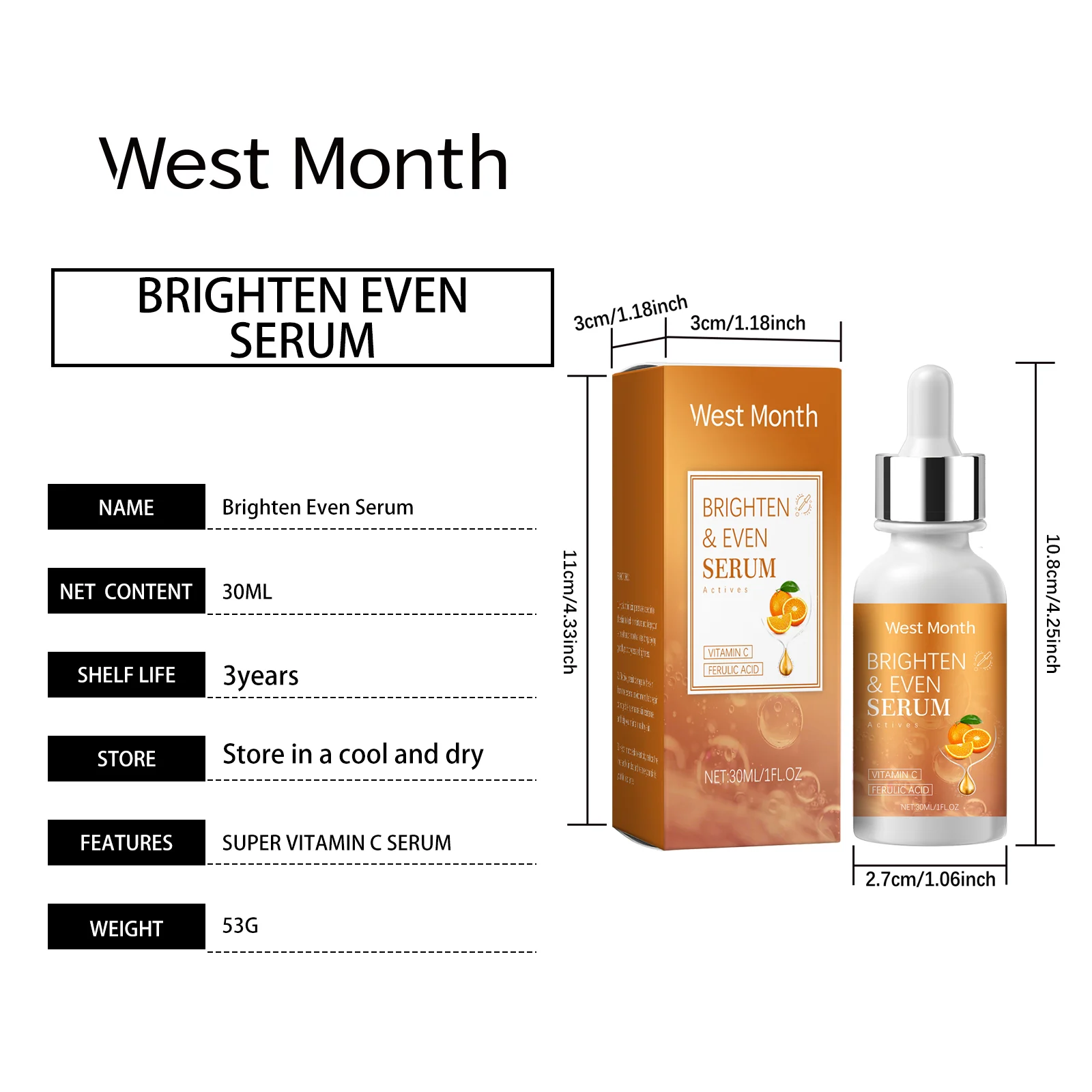 West Month Vitamin C Brightening Serum with Ferulic Acid & Collagen for Radiant Hydrated Skin 1 vitamin c brightening serum wes tmarxv9g desc 1