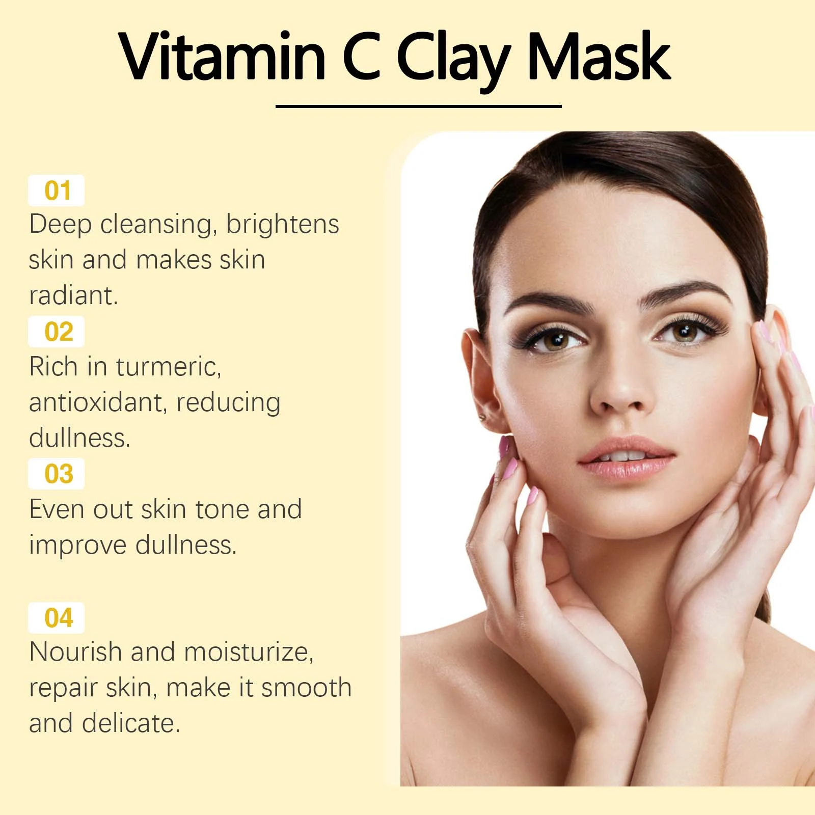 Vitamin C Clay Mask with Turmeric & Aloe Vera 100g - Deep Cleansing, Brightening & Hydrating Face Mask 8 vitamin c clay mask with turmeric aloe vera 100g wes 2kwragua desc 8