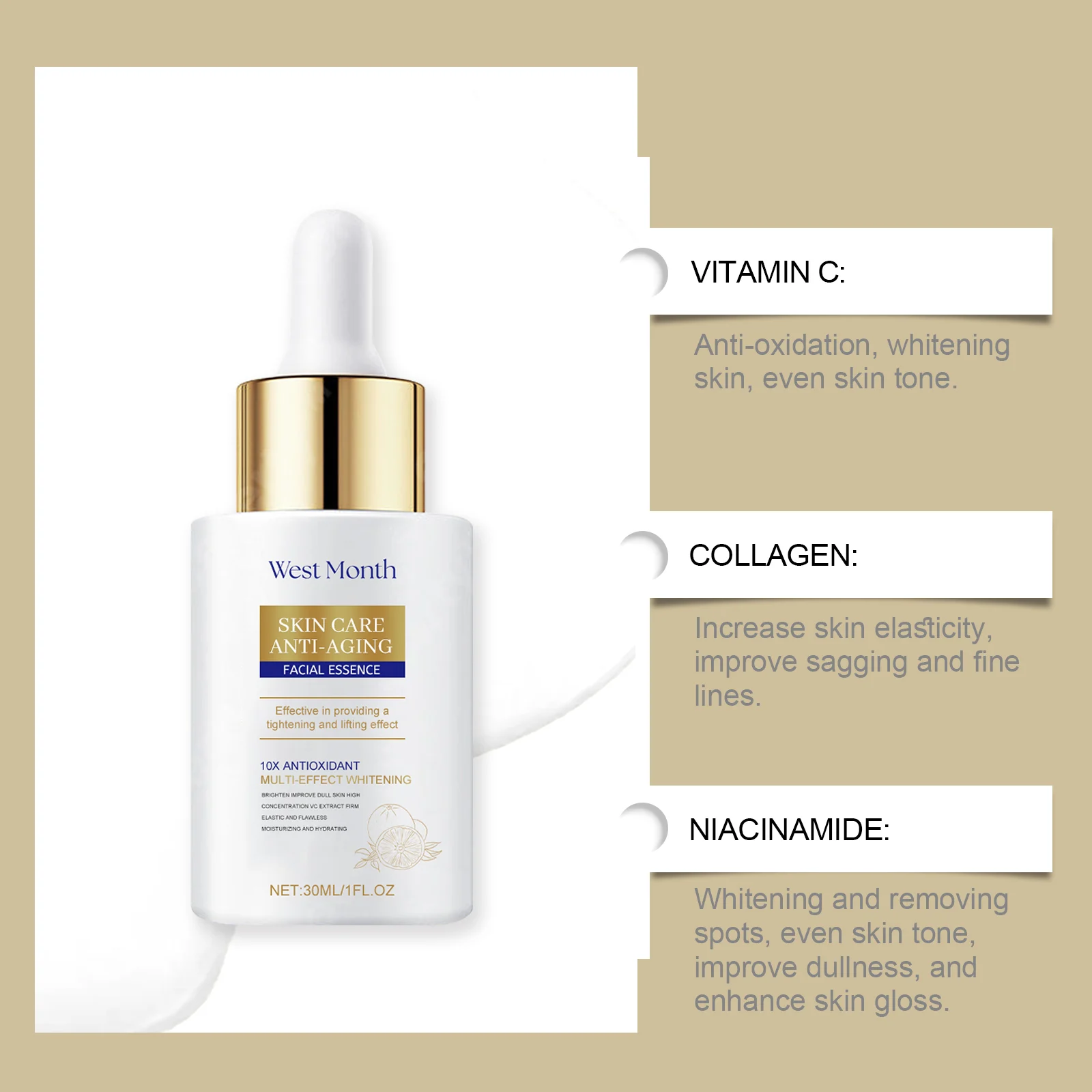 Vitamin C Facial Serum Anti-Aging Moisturizing Brightening Firming Essence 30ml 8 vitamin c facial serum anti aging firming essence 30ml wes 6dukrr6s desc 8