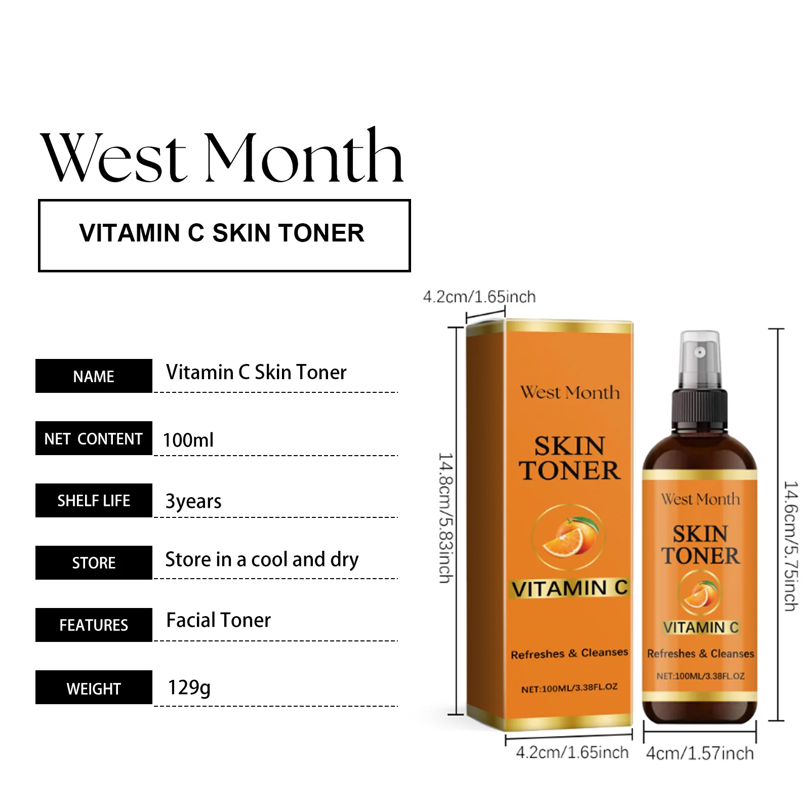 Vitamin C Facial Toner Spray Hydrating Brightening Skin 100ml 1 vitamin c facial toner spray hydrating brightening 100ml wes rqxsy3en desc 1