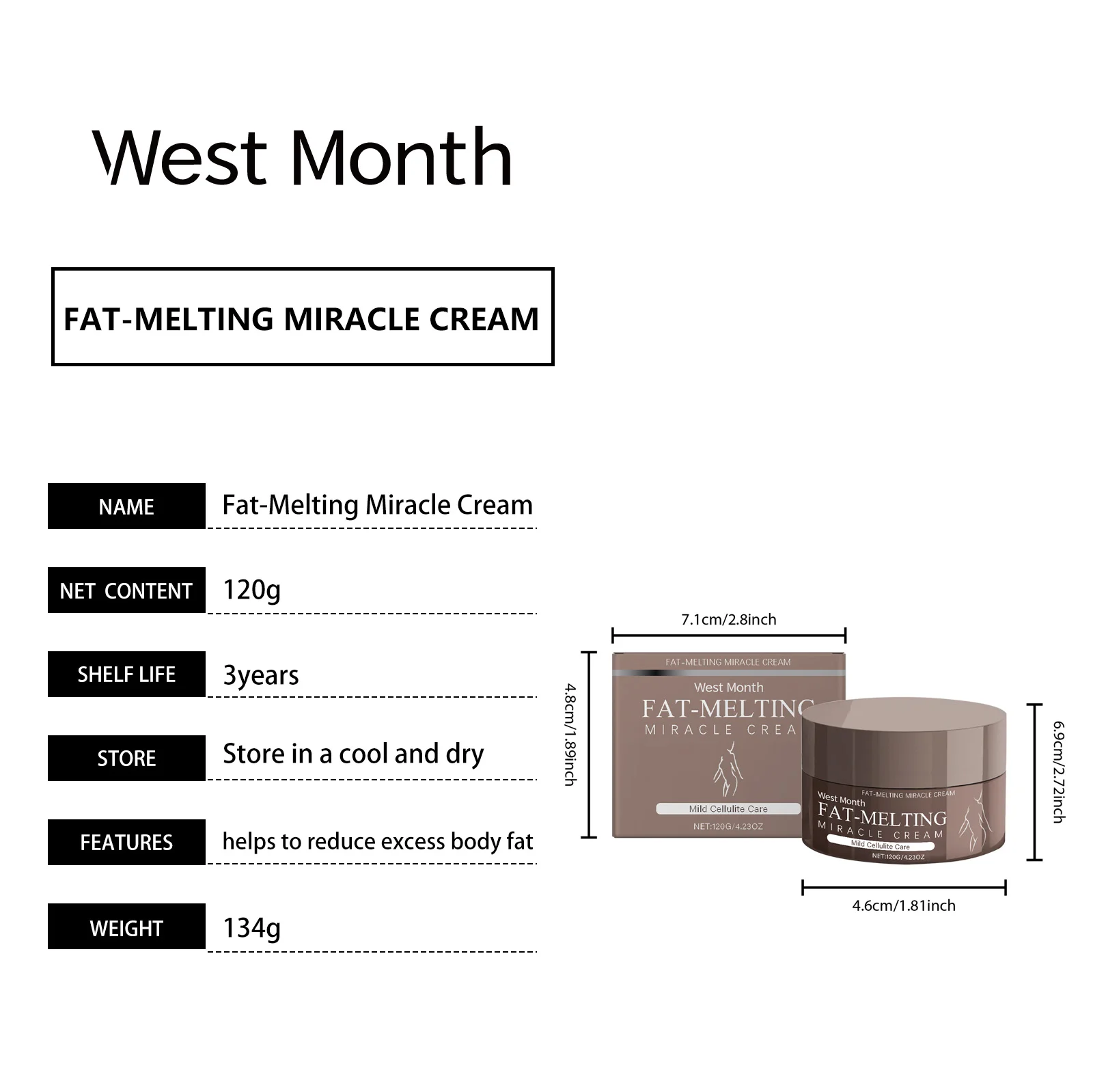 Body Contouring Cream 120g for Firming and Shaping with Coffee & Ginseng 1 west month body firming sculpting cream 120g wes 5xpxq98b desc 1
