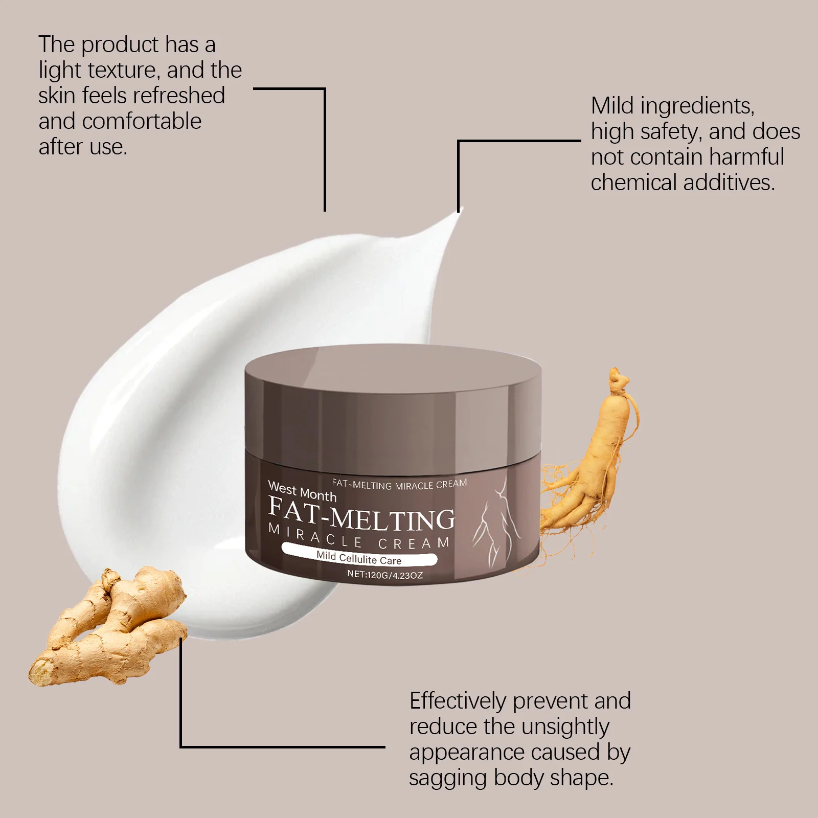 Body Contouring Cream 120g for Firming and Shaping with Coffee & Ginseng 6 west month body firming sculpting cream 120g wes 5xpxq98b desc 6