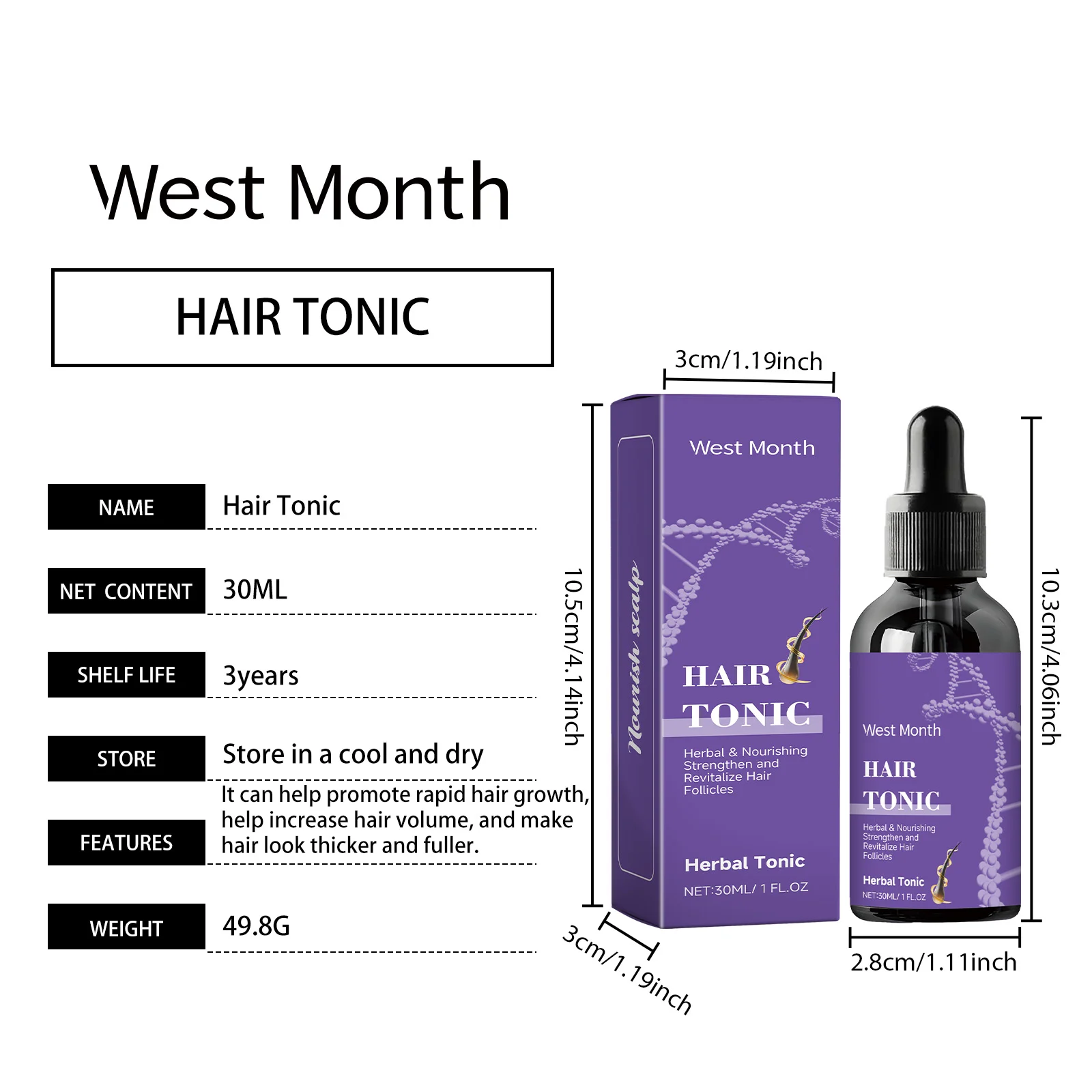Hair Tonic Scalp Treatment 30ml Herbal Essence for Hair Growth & Nourishment 1 westmonth hair tonic scalp treatment 30ml wes dk5nyxm5 desc 1
