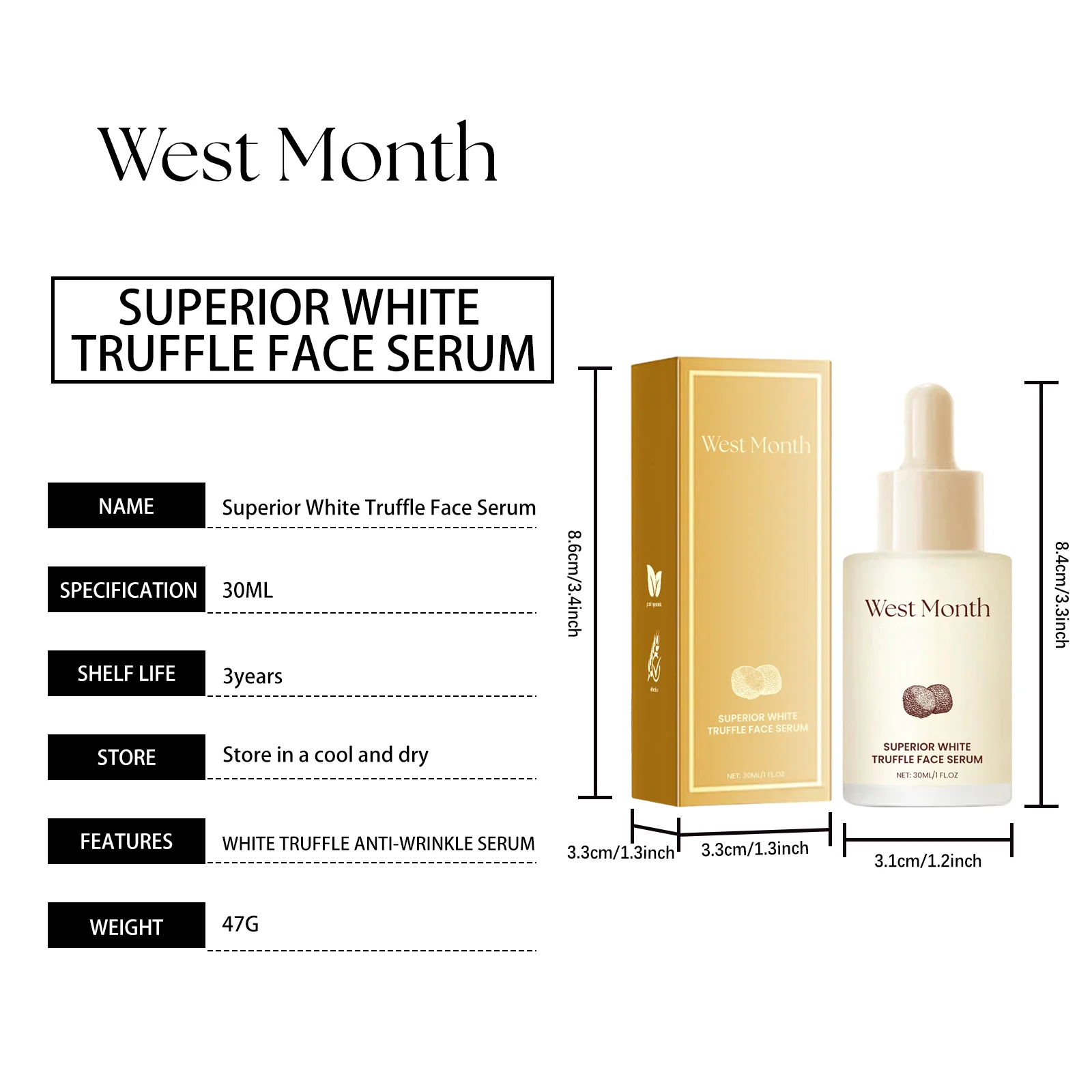 West Month White Truffle Face Serum Anti-Wrinkle Hydration Brightening 1 white truffle face serum wes fwh5e2wv desc 1
