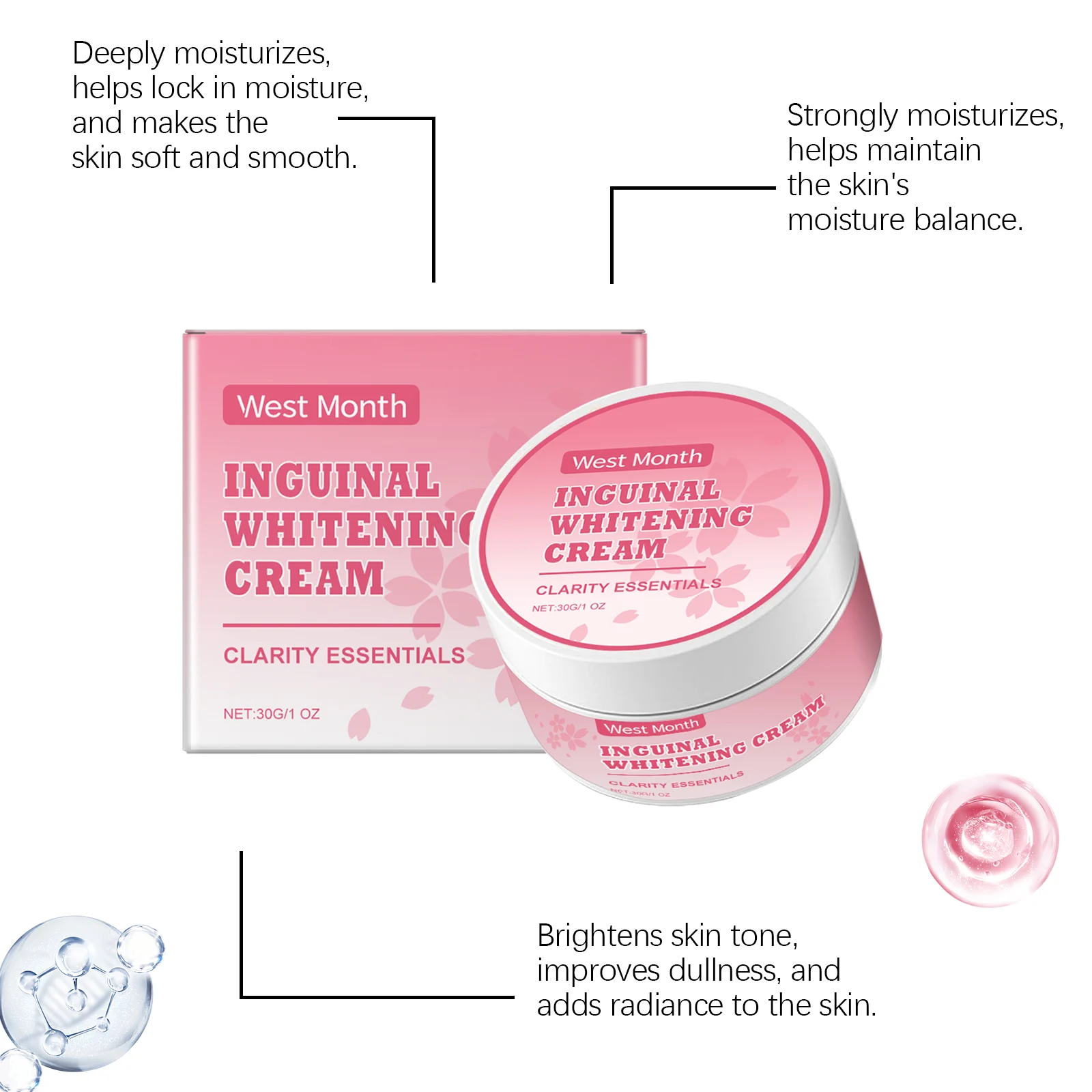 Whitening Body Cream Brightening Hydrating Moisturizer for Smooth Skin 30g 6 whitening body cream brightening hydrating moisturizer 30g wes 829mj9r3 desc 6