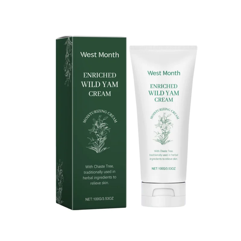 West Month Wild Yam Cream 100g for menstrual cycle regulation and skin nourishment in a sleek tube