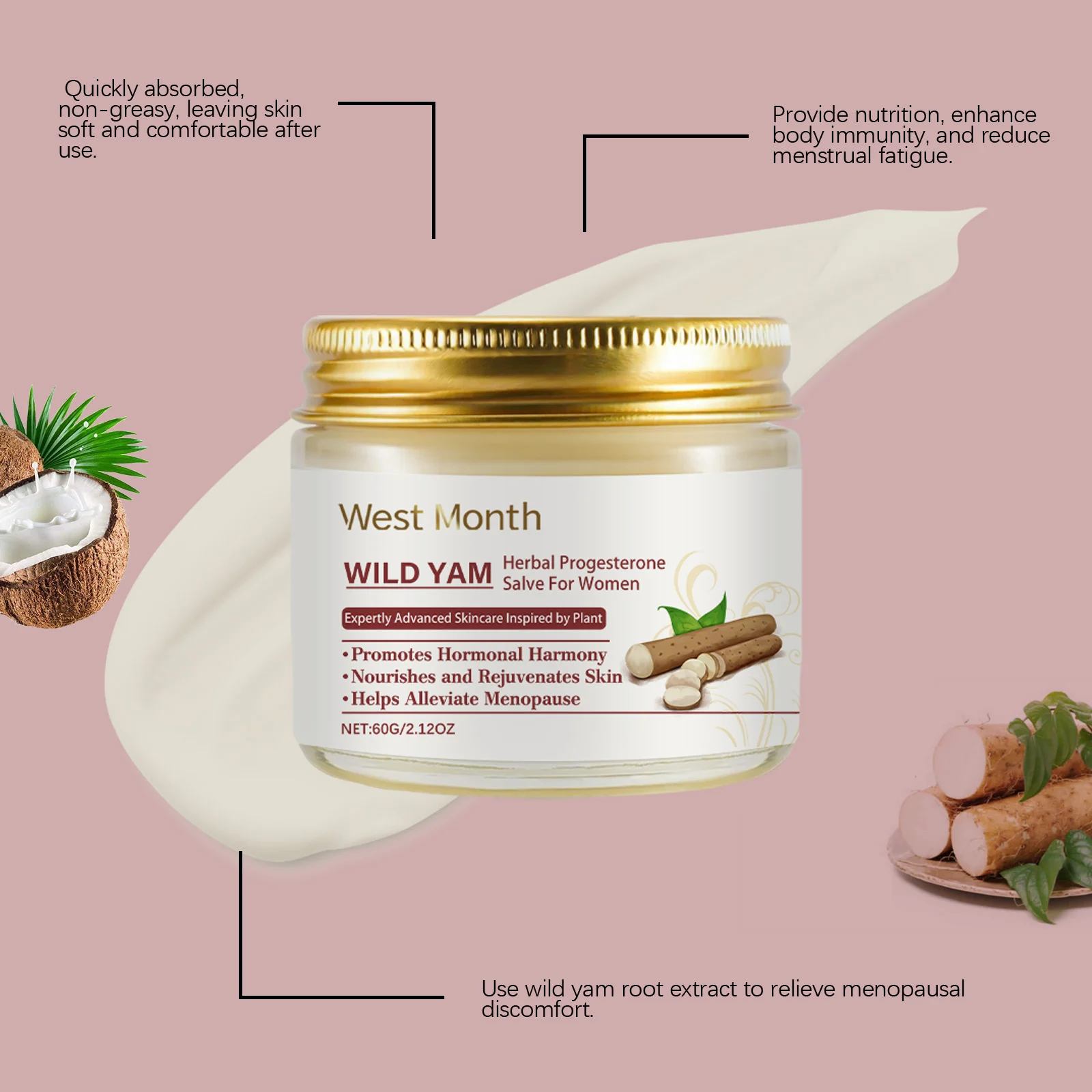 Wild Yam Progesterone Salve for Women 60g - Soothe Discomfort, Nourish Skin 8 wild yam progesterone salve for women 60g wes mag36kvh desc 8
