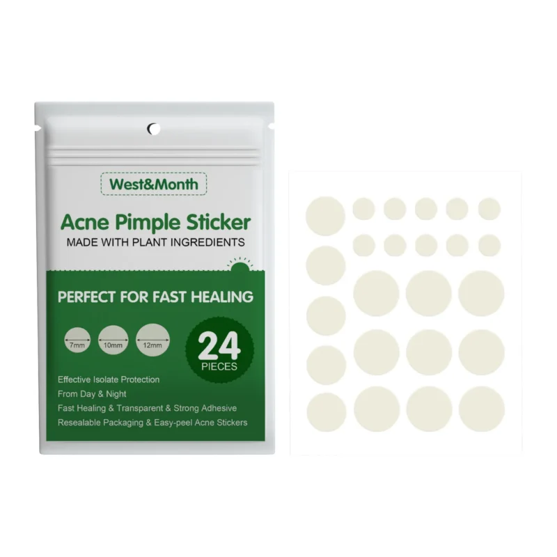 West&Month Hydrocolloid Acne Pimple Patches in 24-piece pack for fast healing and invisible coverage