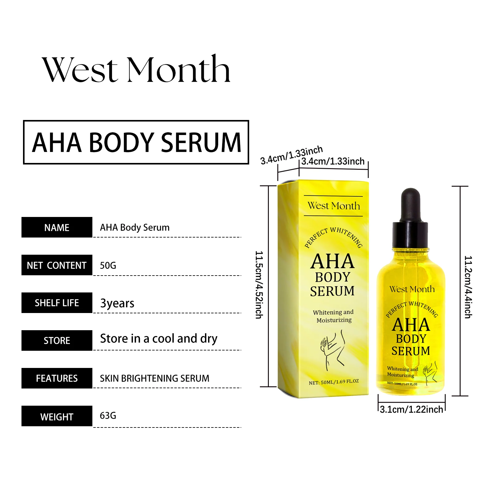 West Month AHA Body Serum for Brightening, Moisturizing & Nourishing Dry Skin 1 aha body serum wes grb4wr9c desc 1