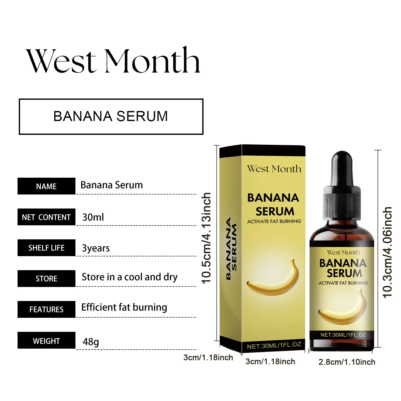 Banana Body Serum Oil 30ml for Fat Burning, Skin Firming & Nourishing Massage 1 banana body serum oil fat burning firming 30ml wes k9ymwt35 desc 1