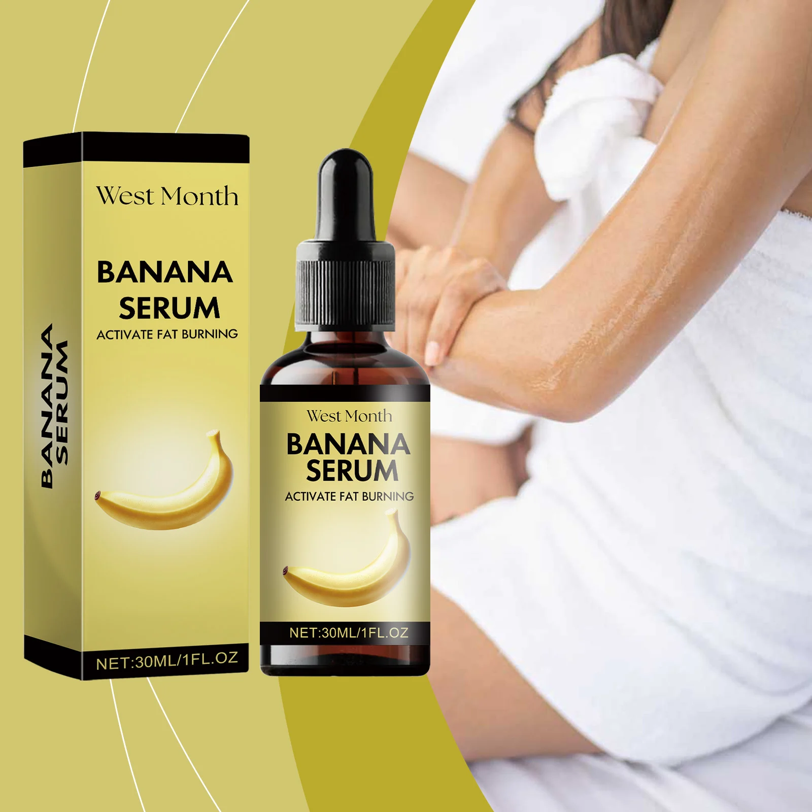 Banana Body Serum Oil 30ml for Fat Burning, Skin Firming & Nourishing Massage 2 banana body serum oil fat burning firming 30ml wes k9ymwt35 desc 2