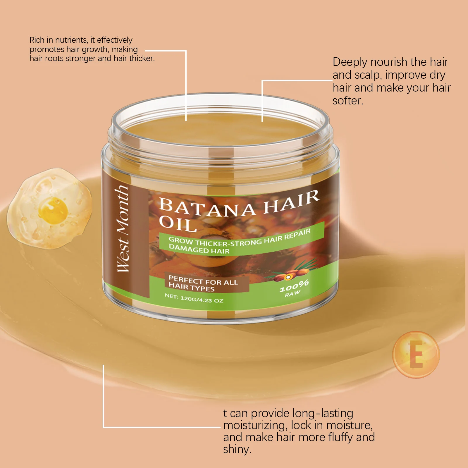 West Month Batana Hair Oil for Dry Damaged Hair Repair, Moisturizing & Strengthening 8 batana hair oil wes u7uuu329 desc 8