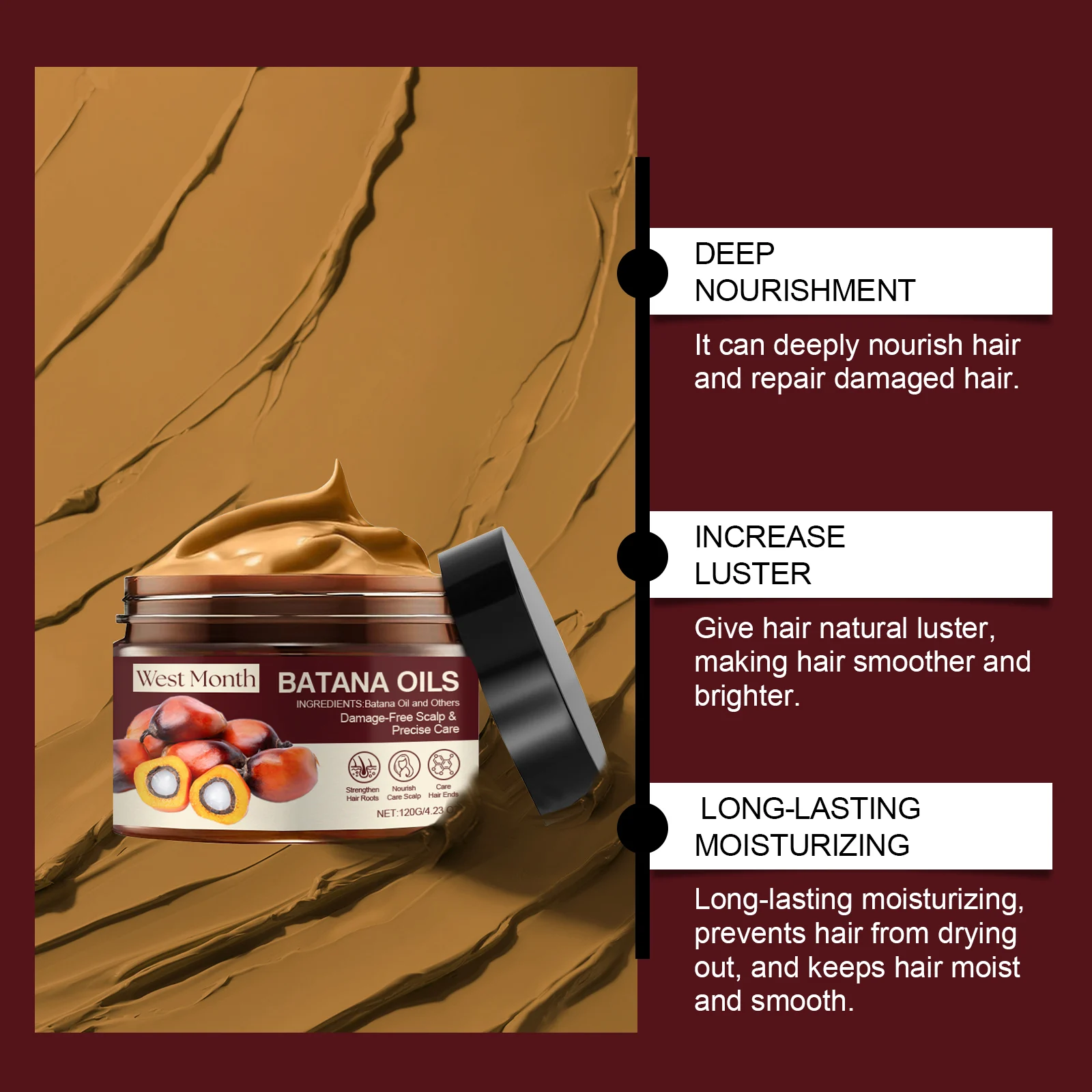 Batana Oil Hair Treatment Mask 120g Deep Nourishing for Dry Damaged Hair Repair and Shine 7 batana oil hair treatment mask 120g wes d6xze8sv desc 7