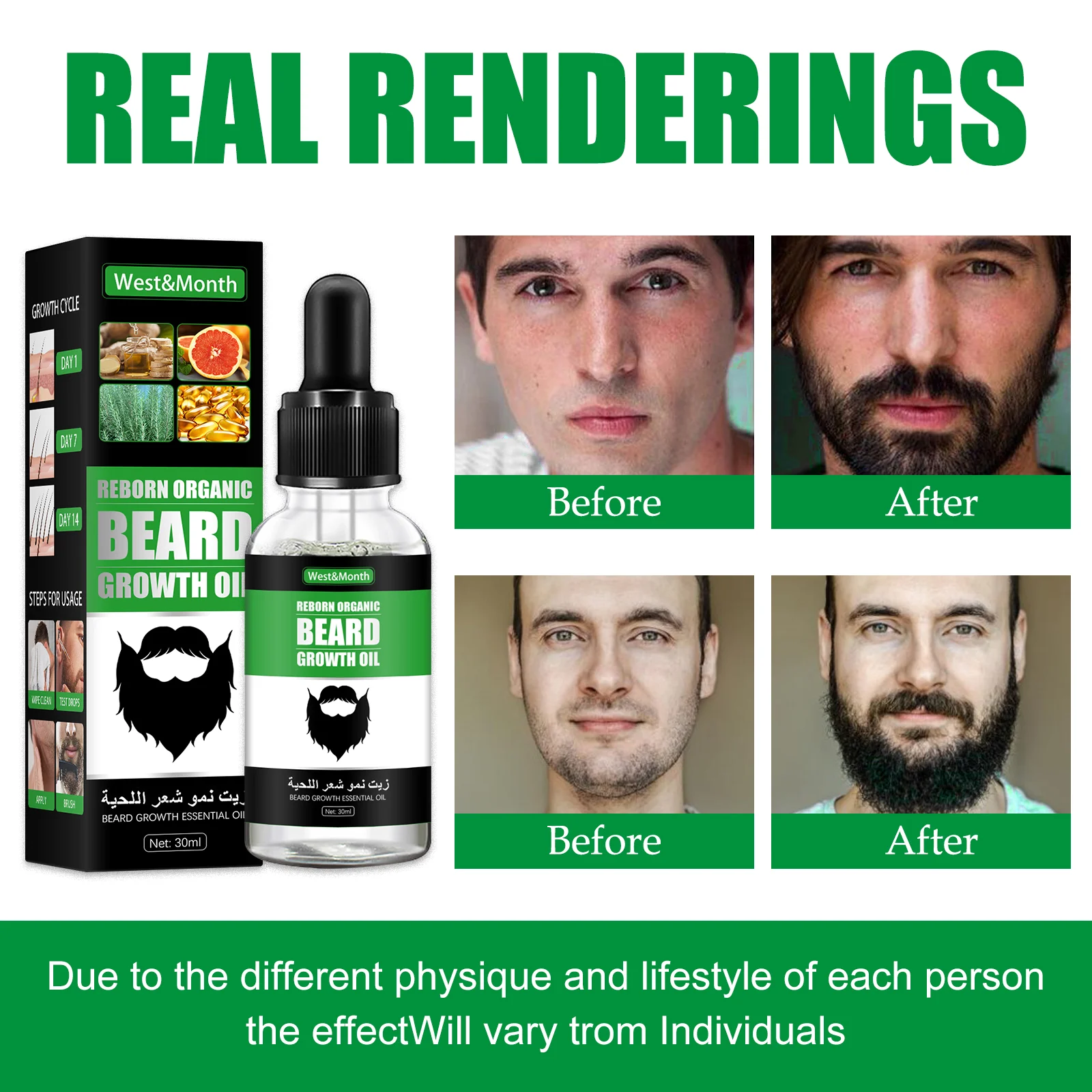 West&Month Beard Growth Oil for Men - Soften, Moisturize & Nourish 5 beard growth oil wes 346kpugy desc 5