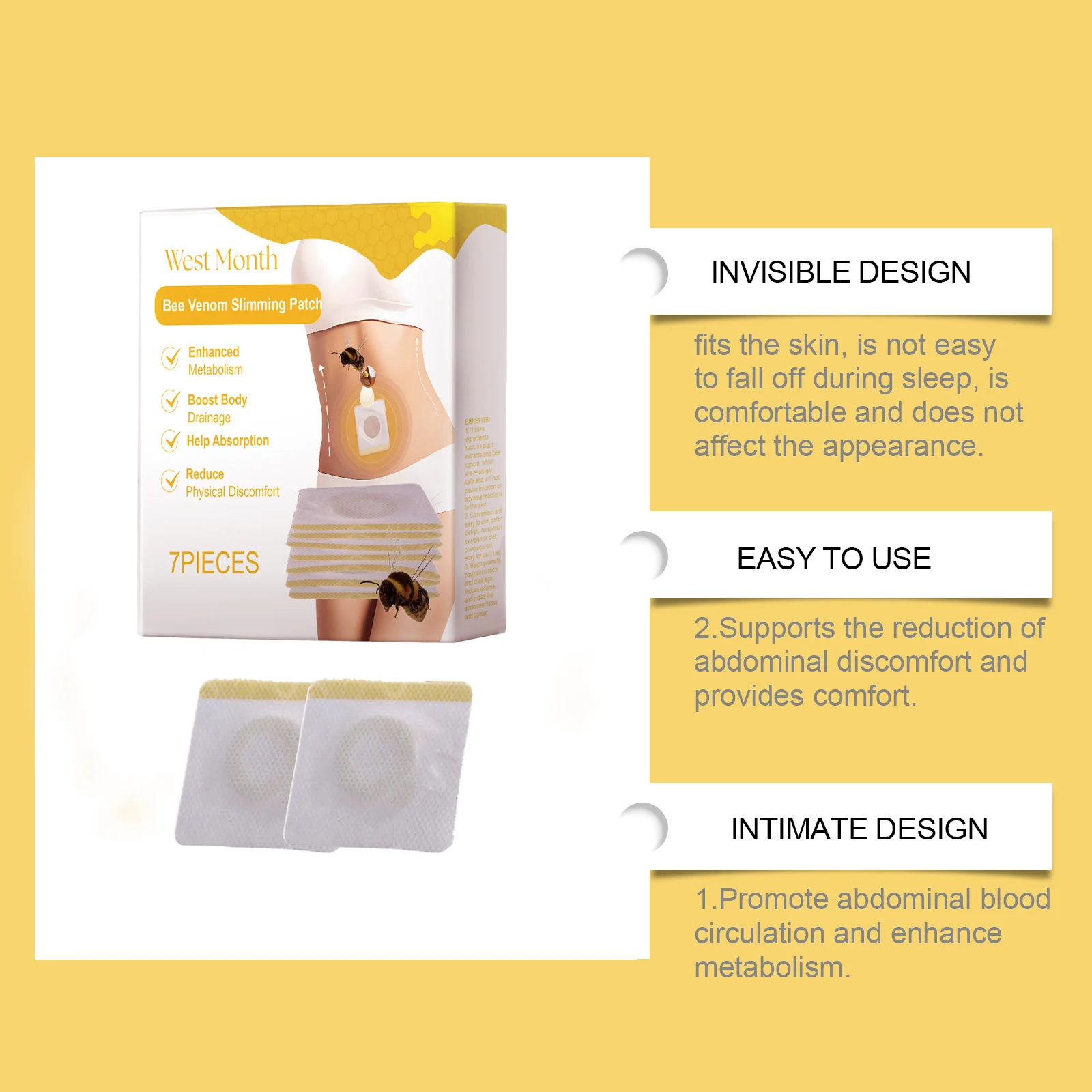 Bee Venom Slimming Patch Abdomen Tummy Tightening Stomach Body Wrap for Belly Fat 5 bee venom slimming patch abdomen tummy tightening stomach body wrap wes jjjh5xm3 desc 5