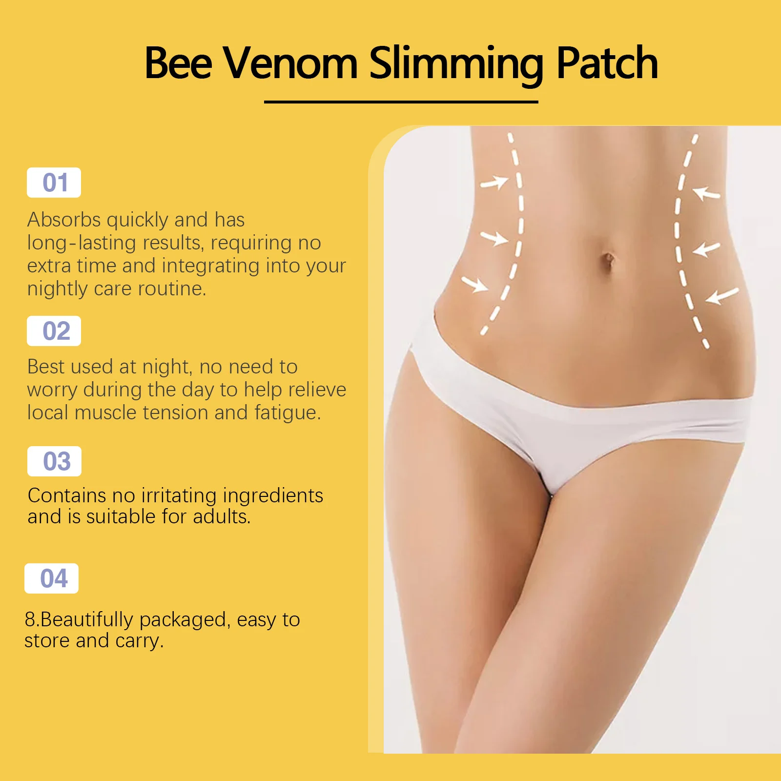 Bee Venom Slimming Patch Abdomen Tummy Tightening Stomach Body Wrap for Belly Fat 8 bee venom slimming patch abdomen tummy tightening stomach body wrap wes jjjh5xm3 desc 8