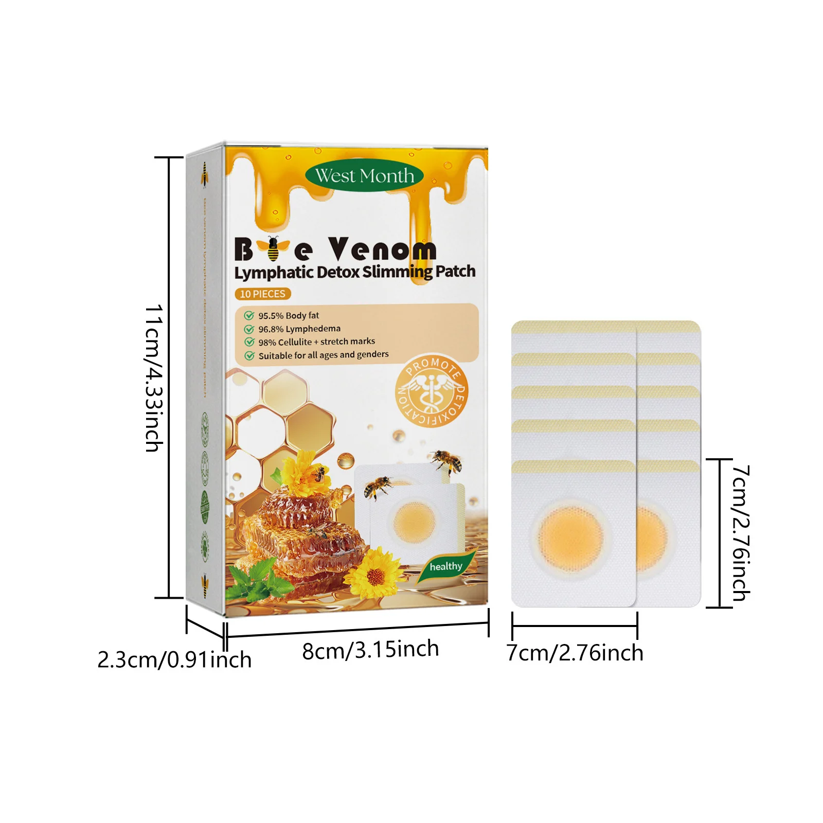 West Month Bee Venom Slimming Patch for Body Shaping, Skin Tightening & Detox 1 bee venom slimming patch wes q78em7a9 desc 1