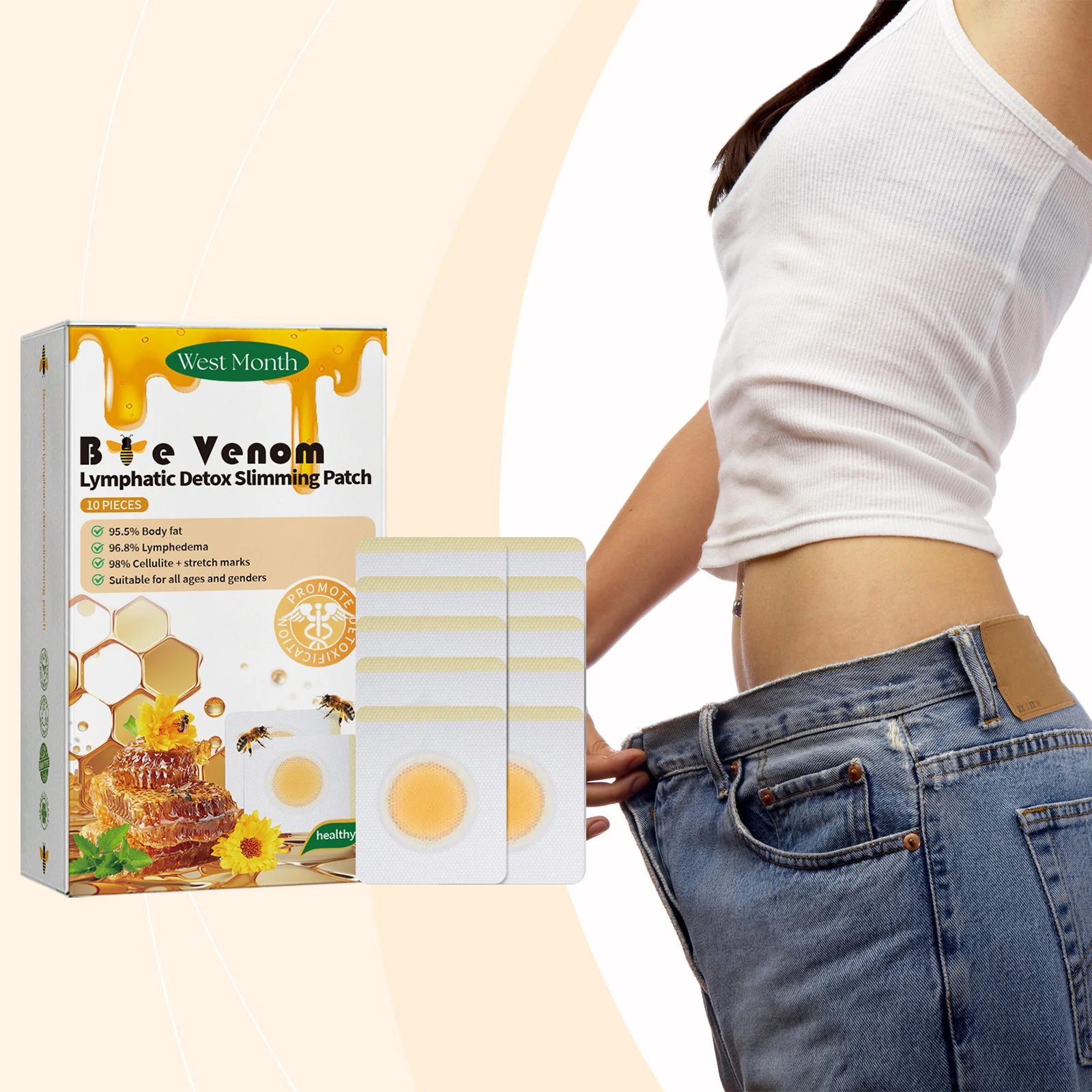 West Month Bee Venom Slimming Patch for Body Shaping, Skin Tightening & Detox 2 bee venom slimming patch wes q78em7a9 desc 2