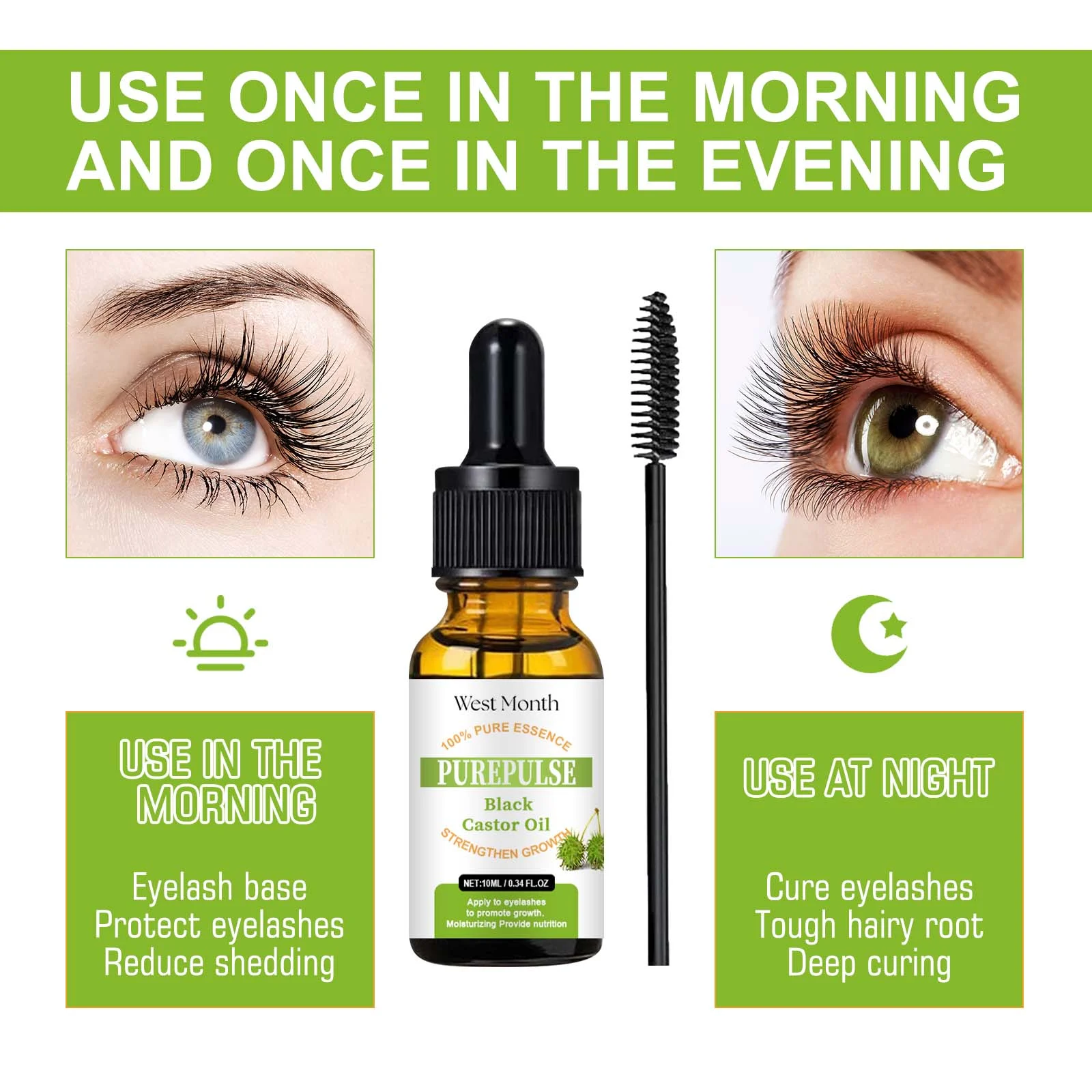 West Month Black Castor Oil Eyelash Serum for Growth, Lengthening & Thickening 7 black castor oil eyelash serum wes m57thnap desc 7
