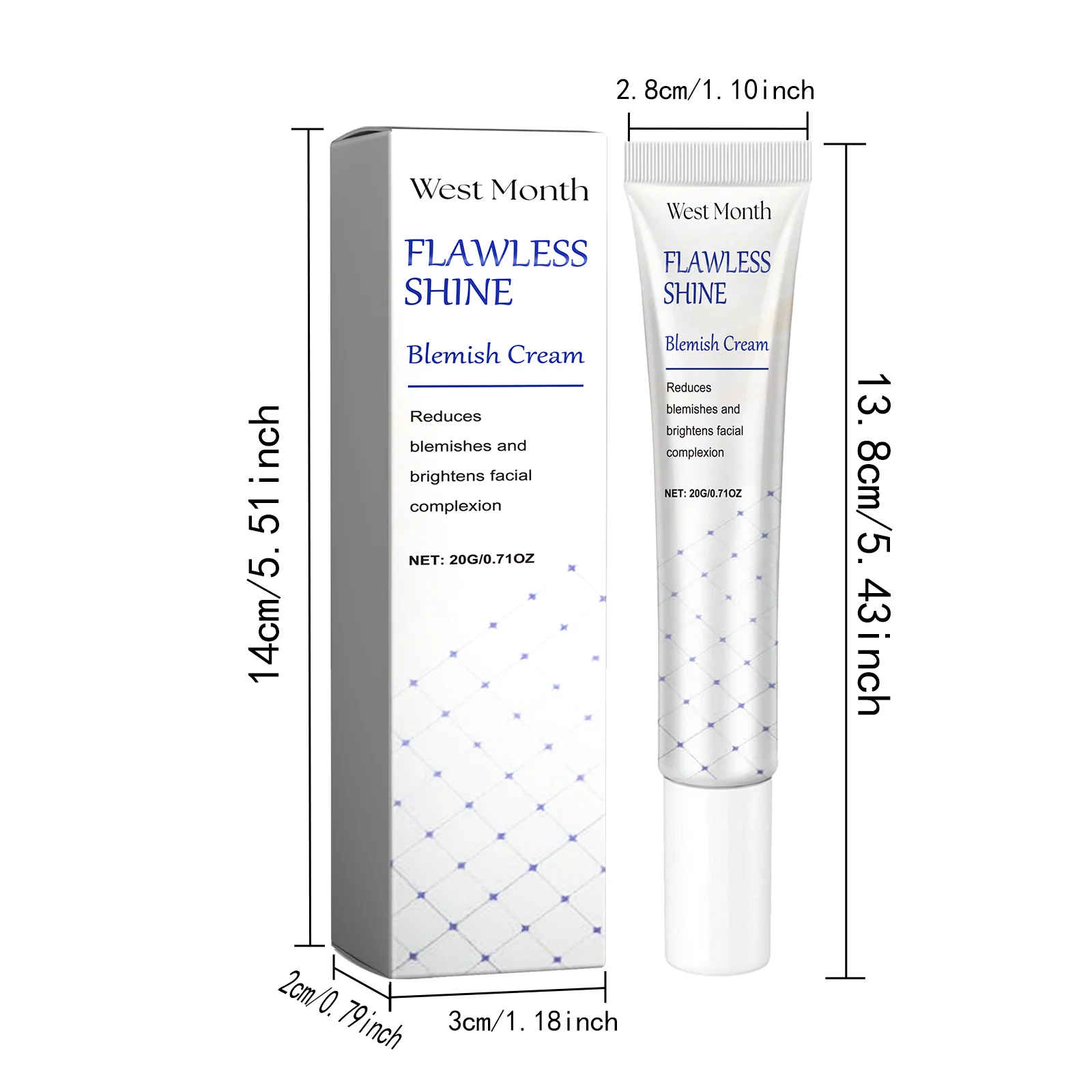 West Month Flawless Shine Blemish Cream - Reduces Blemishes & Brightens Skin 1 blemish cream skin brightening wes c482j54f desc 1