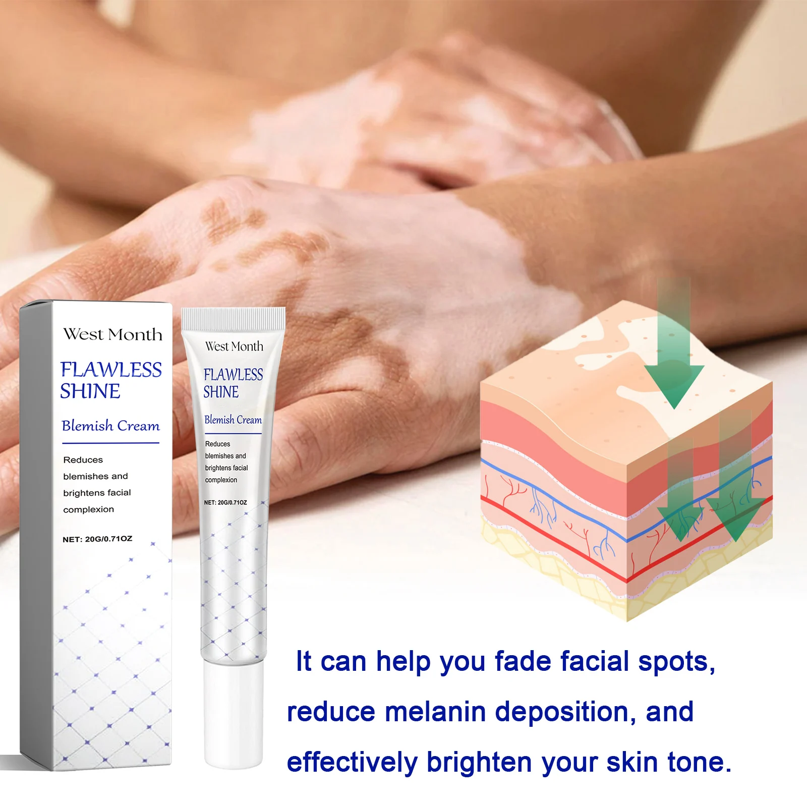 West Month Flawless Shine Blemish Cream - Reduces Blemishes & Brightens Skin 5 blemish cream skin brightening wes c482j54f desc 5