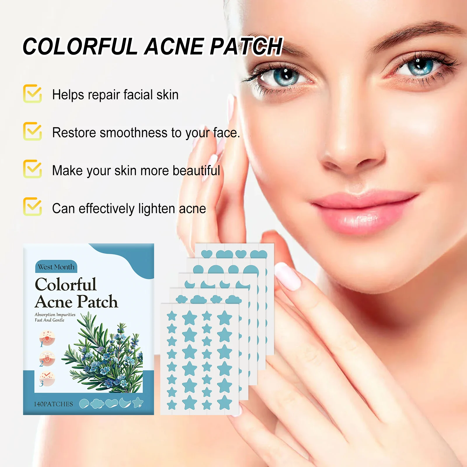 West Month Blue Acne Patches with Tea Tree & Hyaluronic Acid for Fast Gentle Care 5 blue acne patches wes 8mv7v7fa desc 5