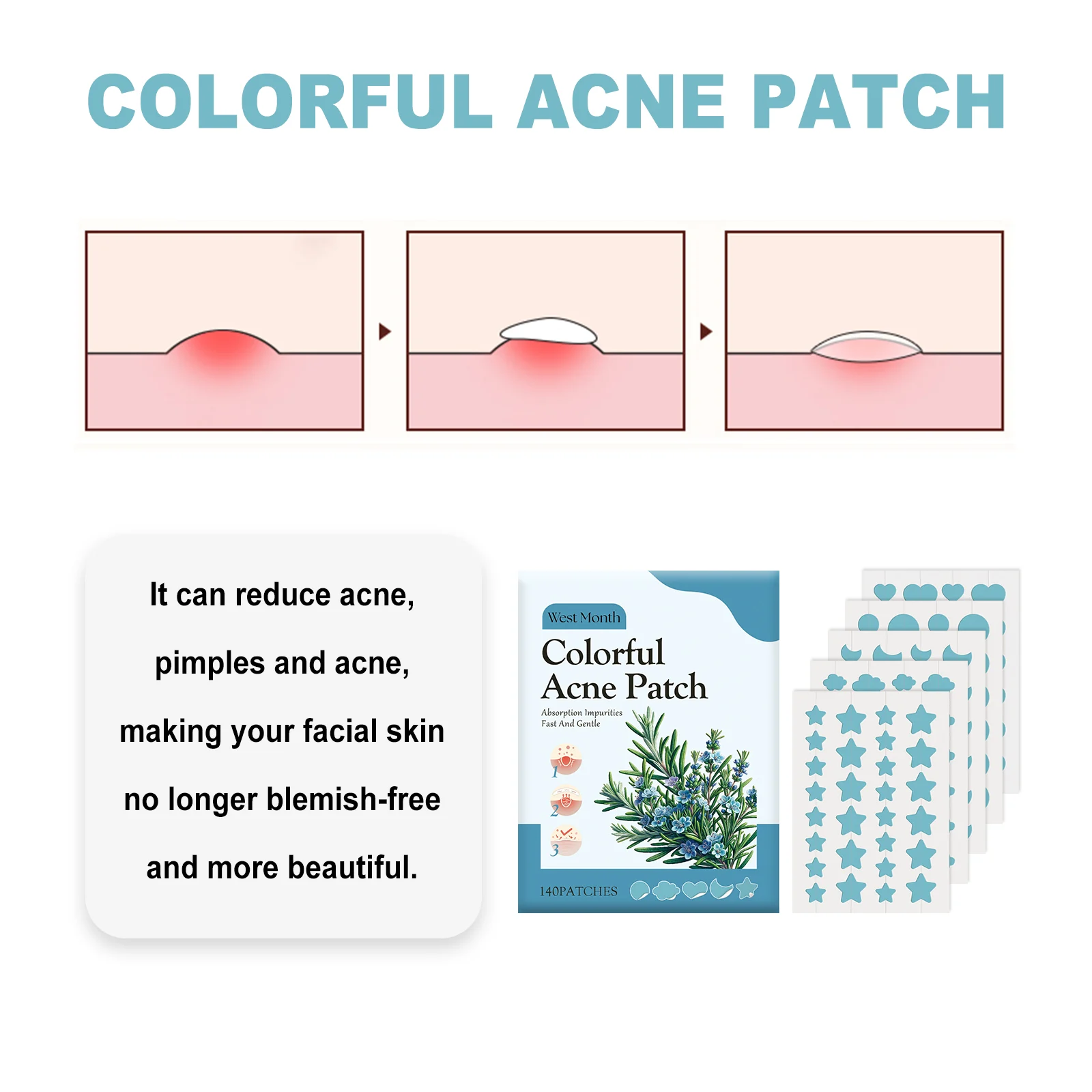 West Month Blue Acne Patches with Tea Tree & Hyaluronic Acid for Fast Gentle Care 7 blue acne patches wes 8mv7v7fa desc 7